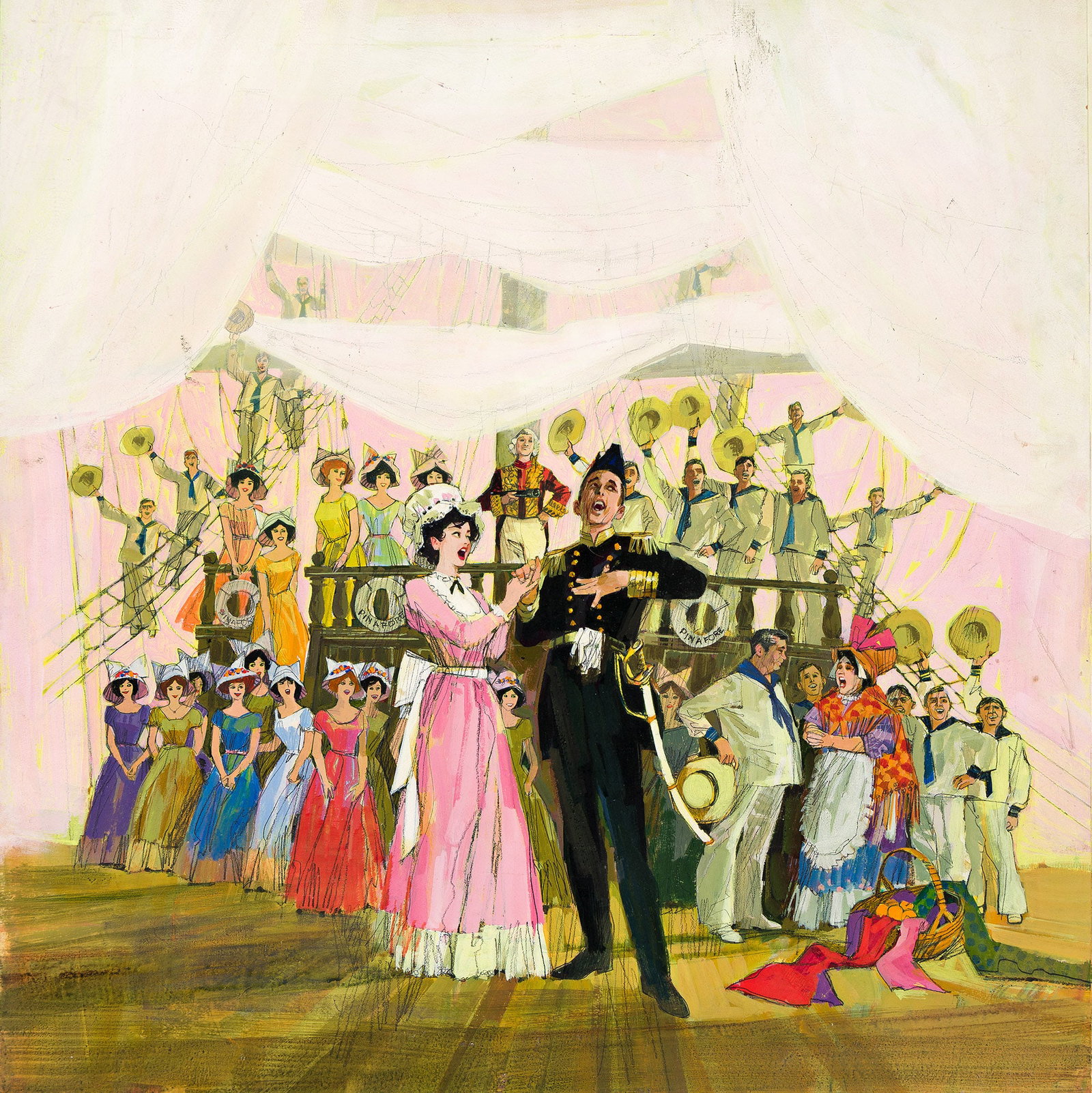 Neil Boyle, (1931-2006), The Best Of Gilbert & Sullivan. 1963.: Neil Boyle (1931-2006) The Best Of Gilbert & Sullivan. 1963. Gouache on Illustration board. Publication: Record album cover illustration for the 1963 RCA record set, The Best of Gilbert and Sulliv