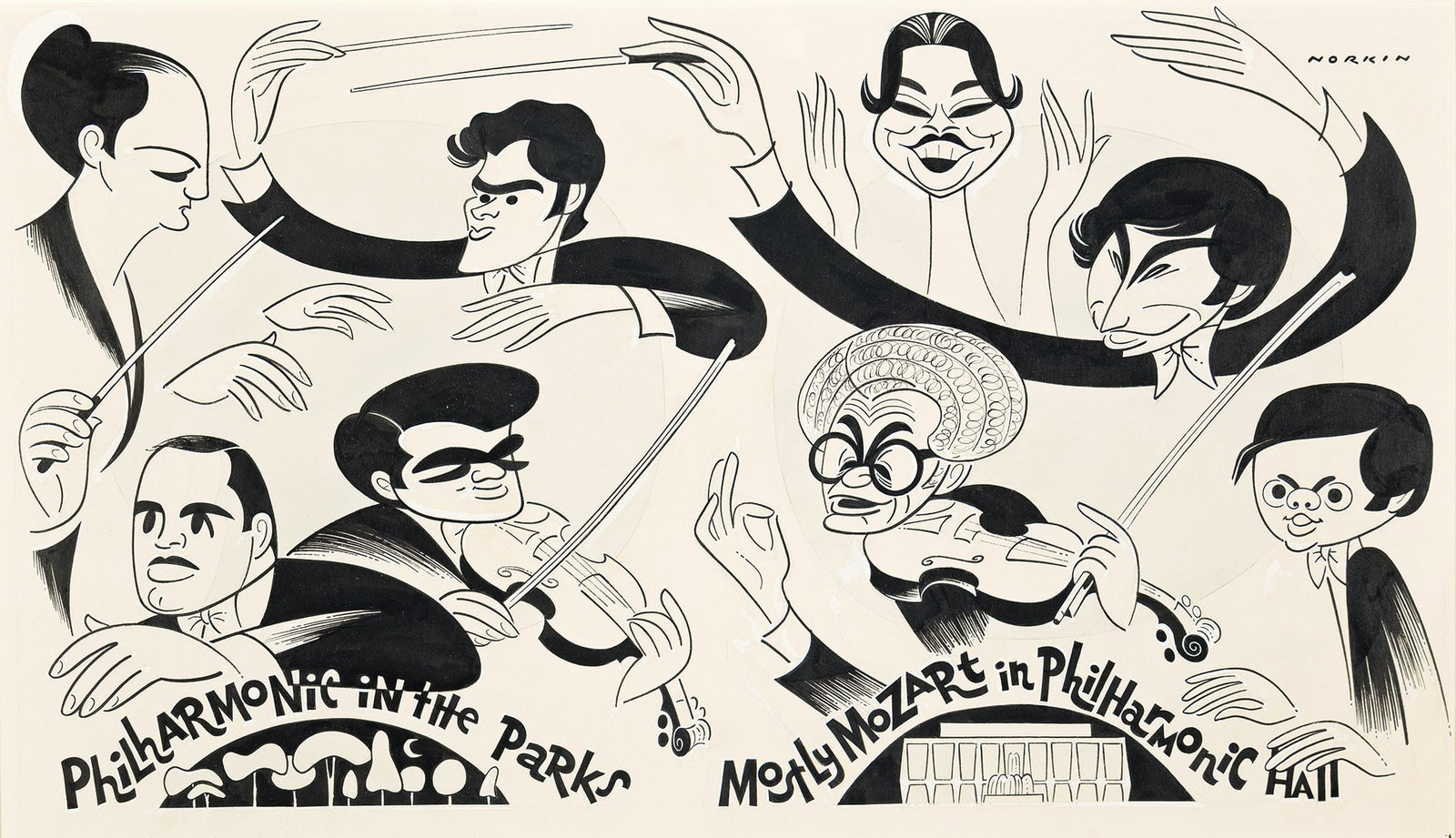 Sam Norkin, (1917-2011), "Philharmonic in the Parks / Mostly Mozart in Philharmonic Hall." Circa (1 of 1)