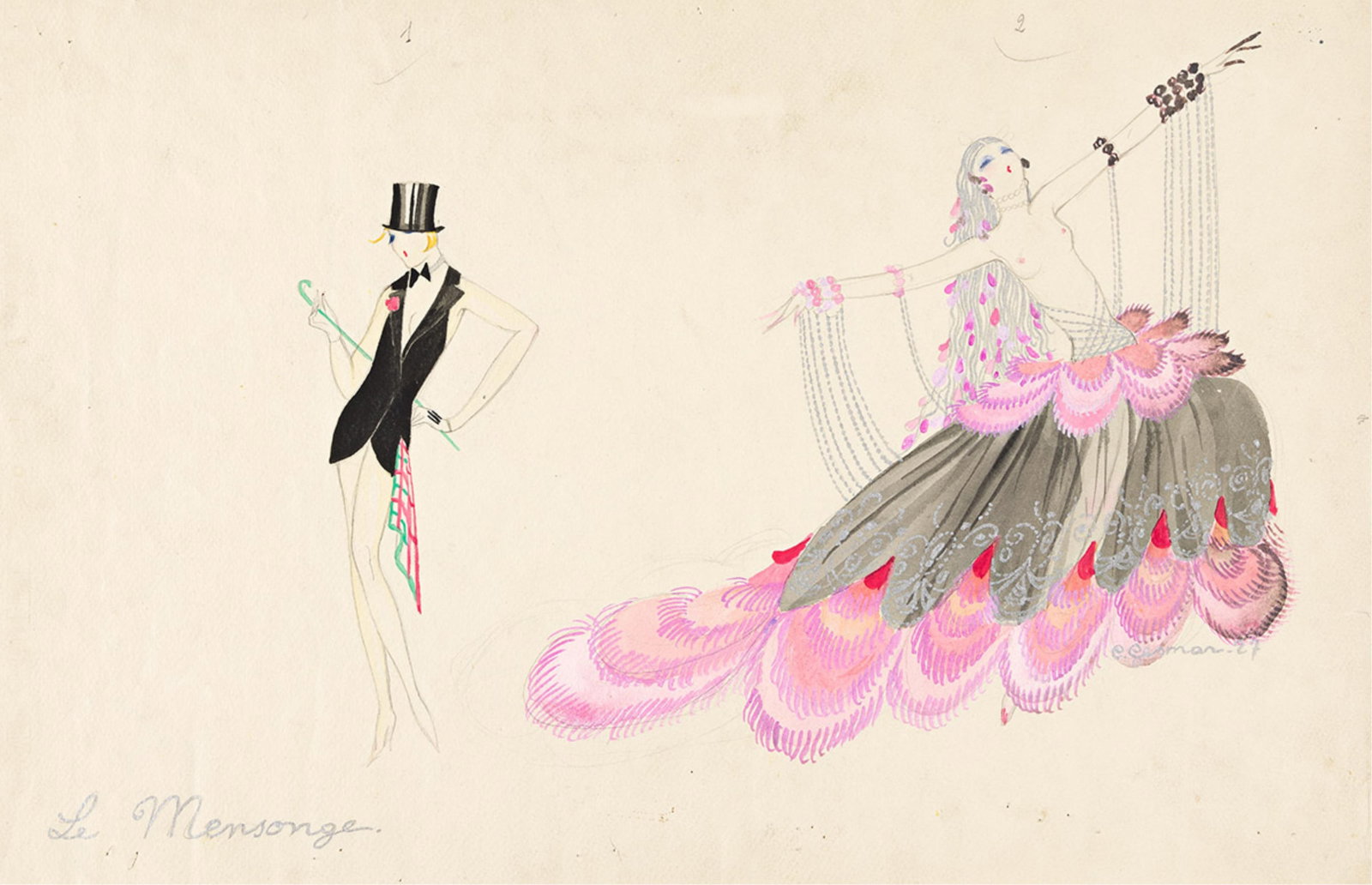 Charles-Carl Gesmar, (1900-1928), Le Mensonge costume design. 1927. (1 of 1)