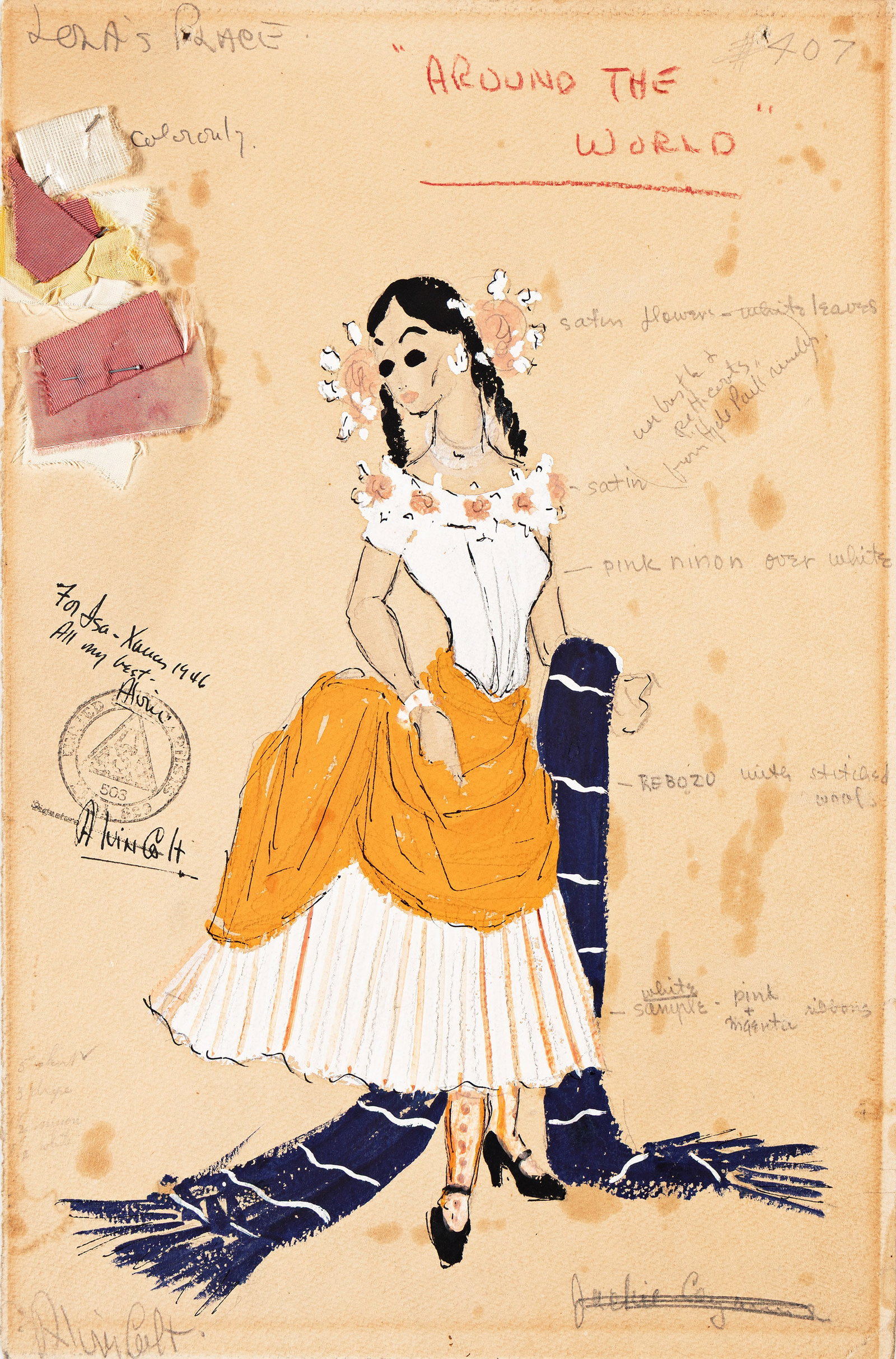 Alvin Colt, (1916-2008), Lola costume design from Around the World. Circa 1946. (1 of 1)