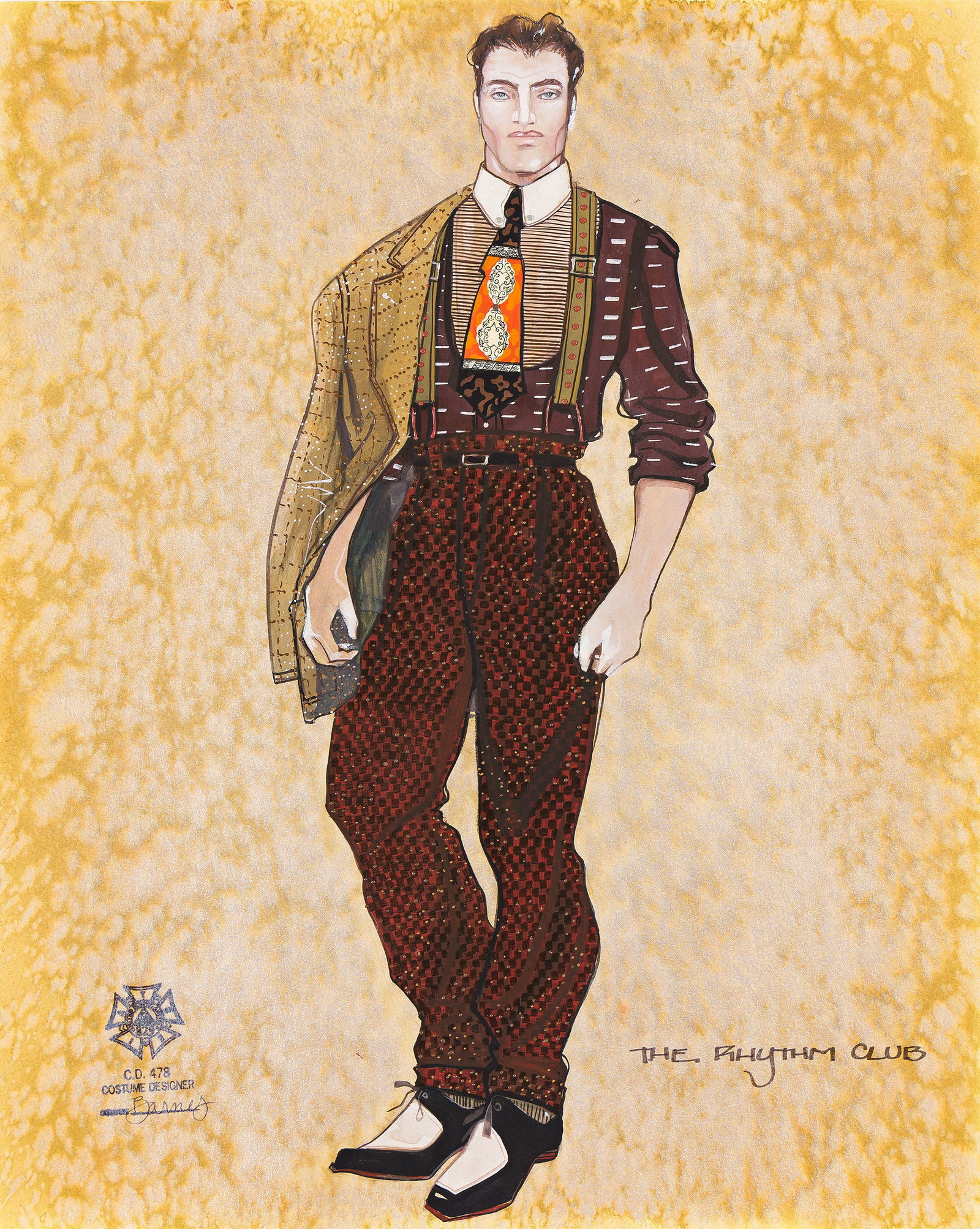 Gregg Barnes, (b. 1956), 2 costume designs for the Rhythm Club. Circa 2000. (1 of 2)