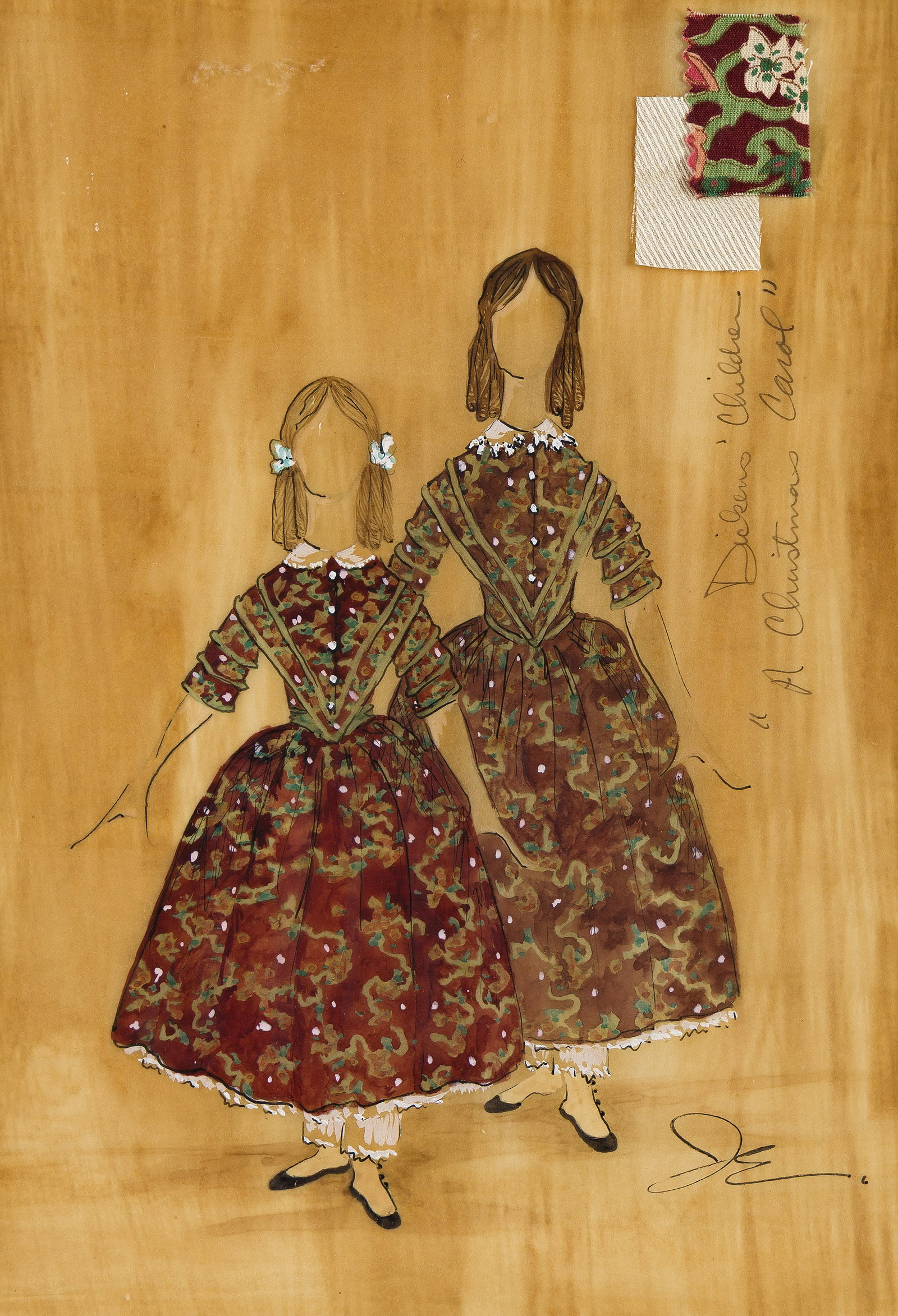 Artist Unknown (Signed J.E.), Dickens' Children, A Christmas Carol. Circa 2000. (1 of 1)