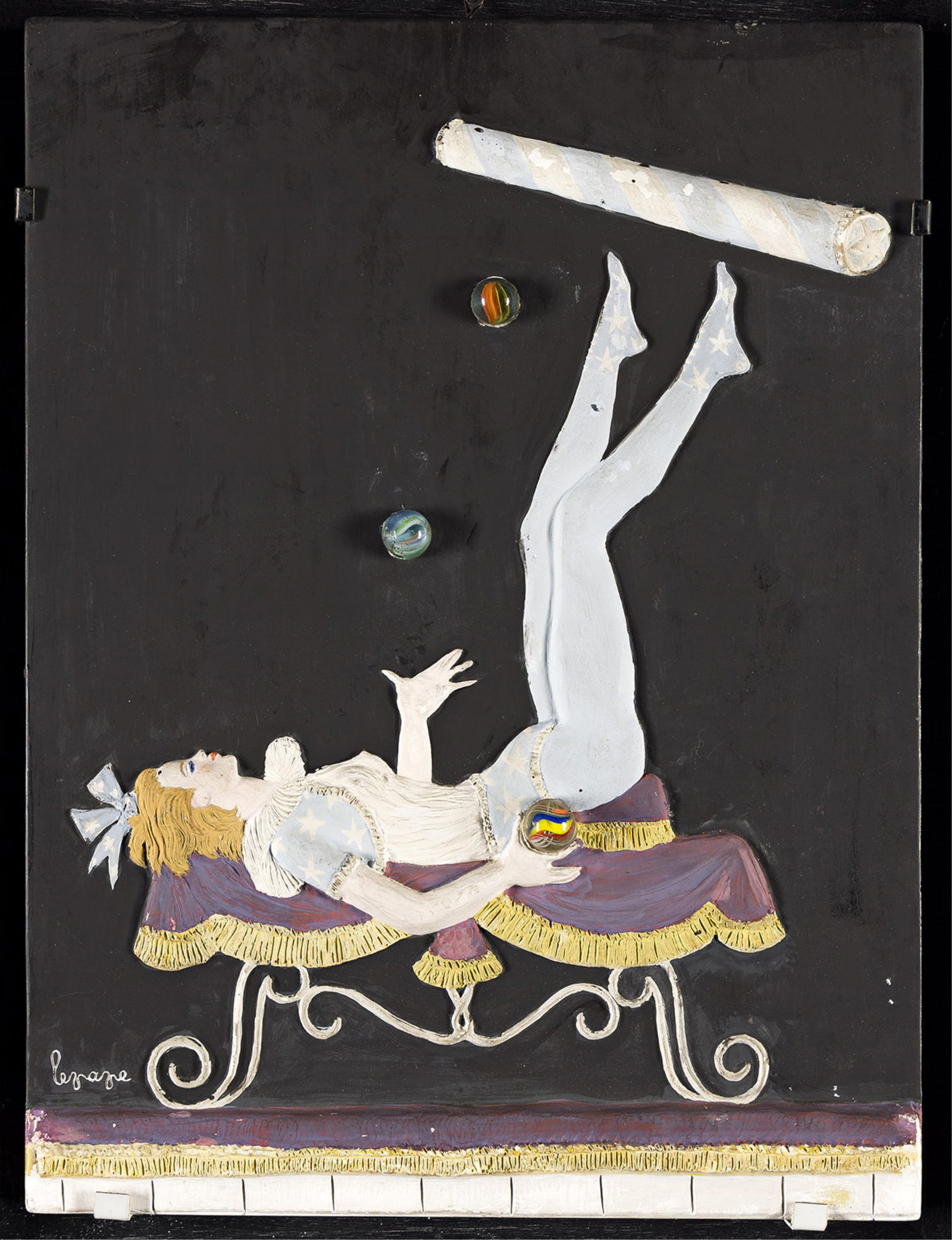 Georges Lepape, (1887-1971), L'Antipodiste, relief in plaster and marbles for unknown fashion (1 of 1)
