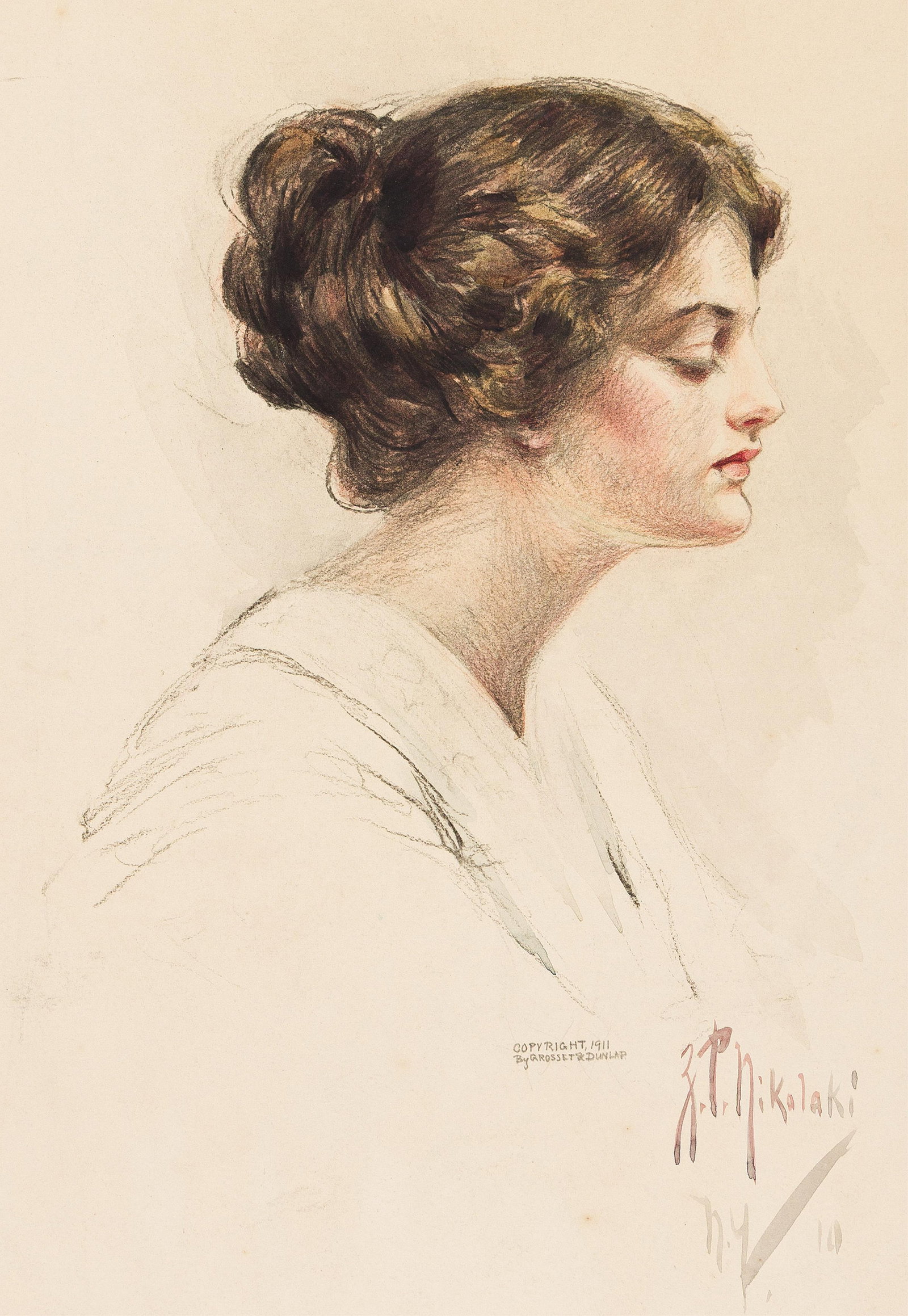 Z. P. Nikolaki, (1879-1945), Profile of a woman. 1910. (1 of 1)