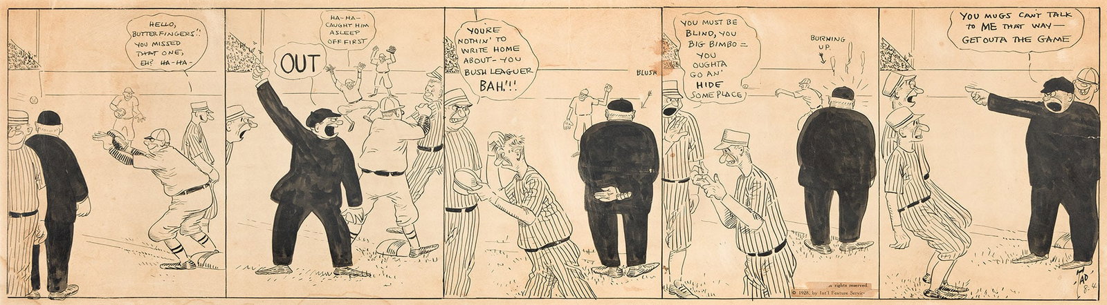 Thomas "Tad" Dorgan, (1877-1929), Baseball Sidelights: The Guilty Conscience. 1928. (1 of 1)