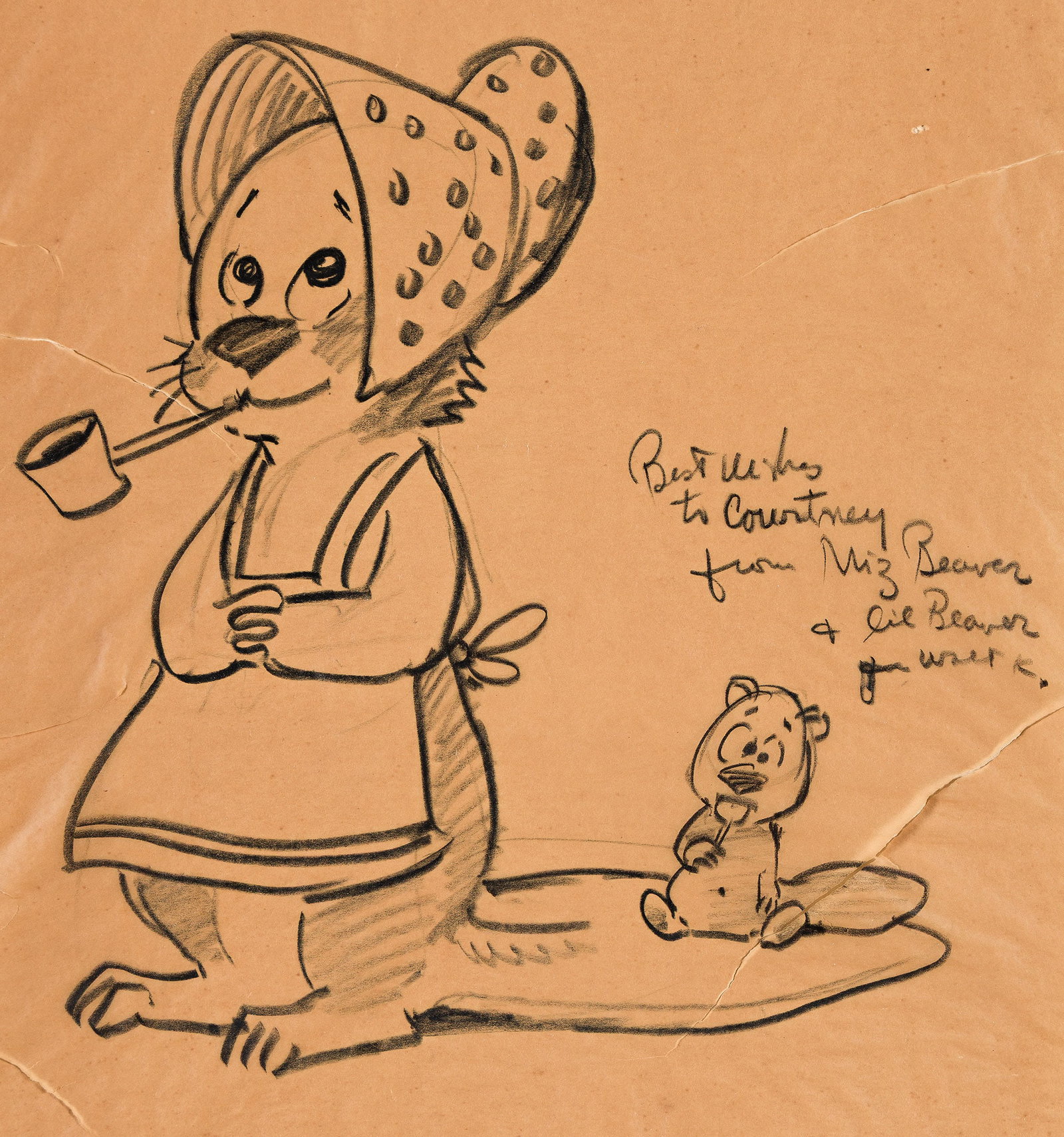 Walt Kelly, (1913-1973), Pogo, Miz Beaver specialty drawing. Circa 1950. (1 of 1)