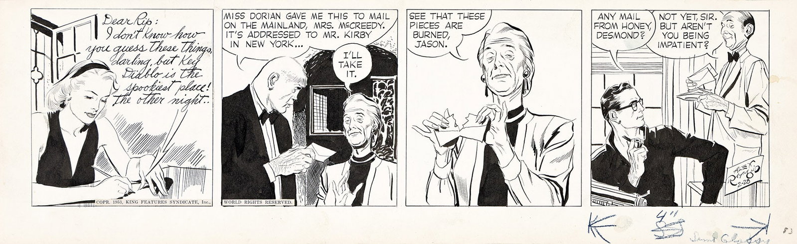 Alex Raymond, (1909-1956), Rip Kirby. 1953. (1 of 2)