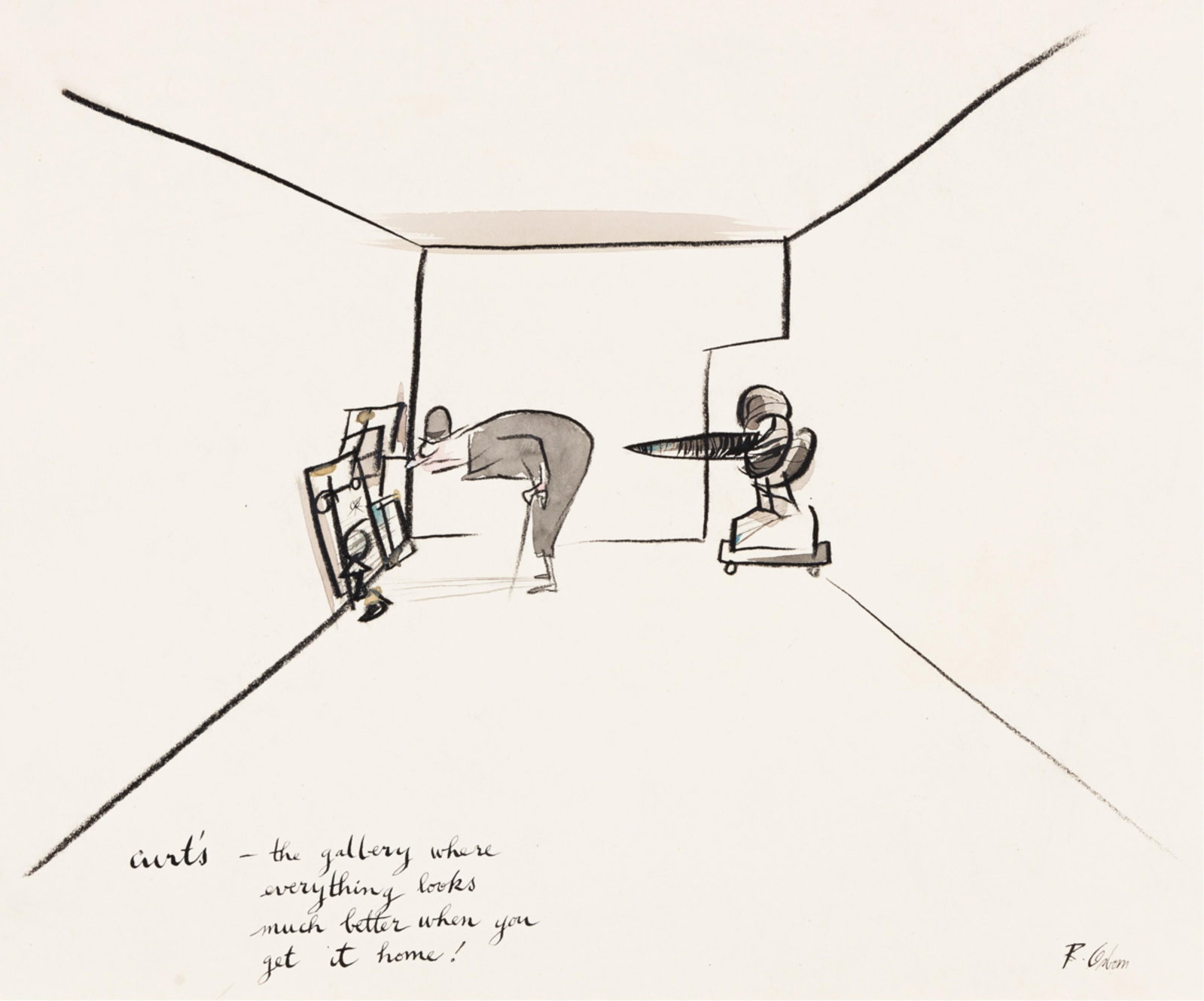Robert Chesley Osborn, (1904-1994), "Curt's: the gallery where everything looks much better when you (1 of 1)