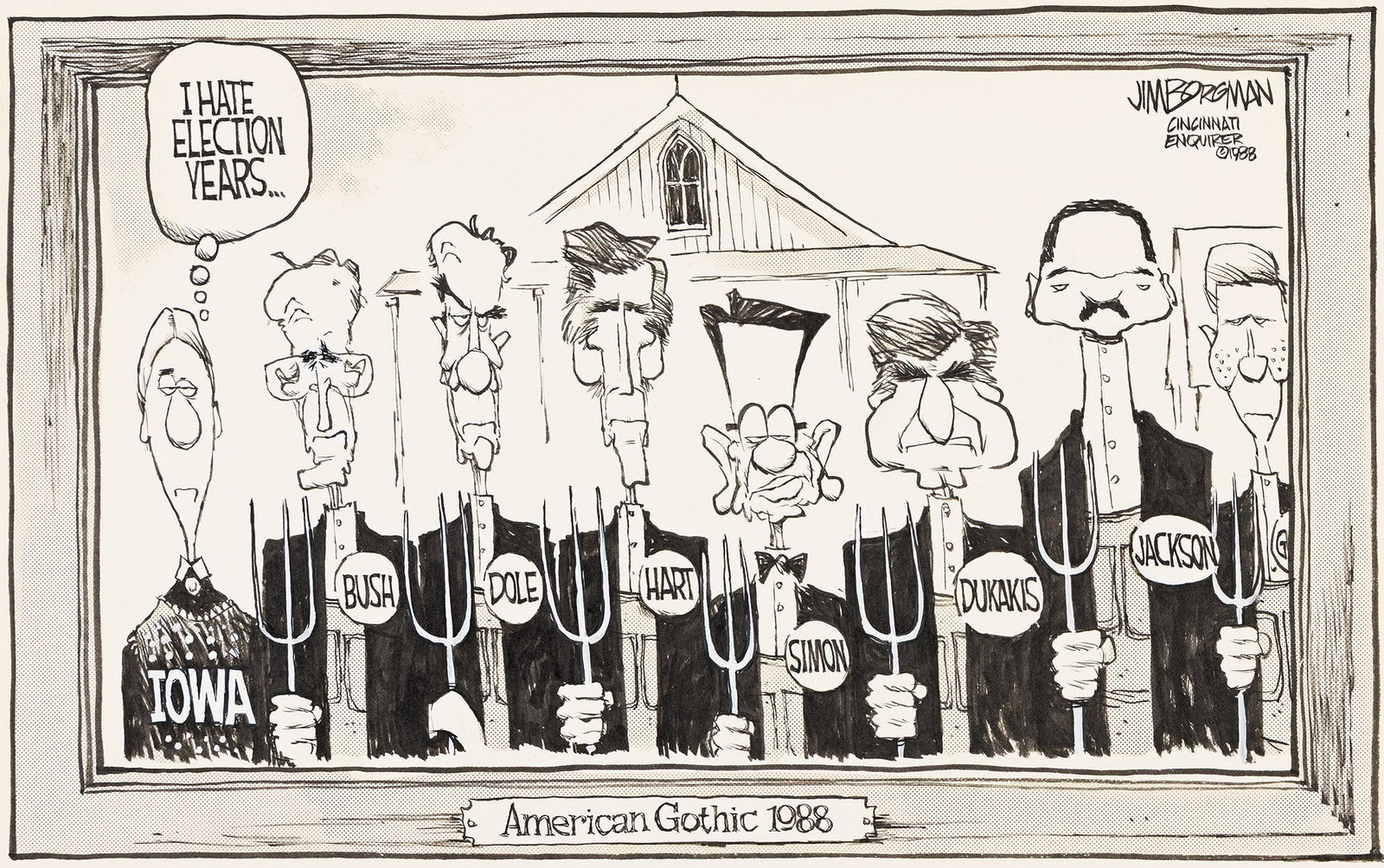 Jim Borgman, (1954-), American Gothic 1988. (1 of 1)