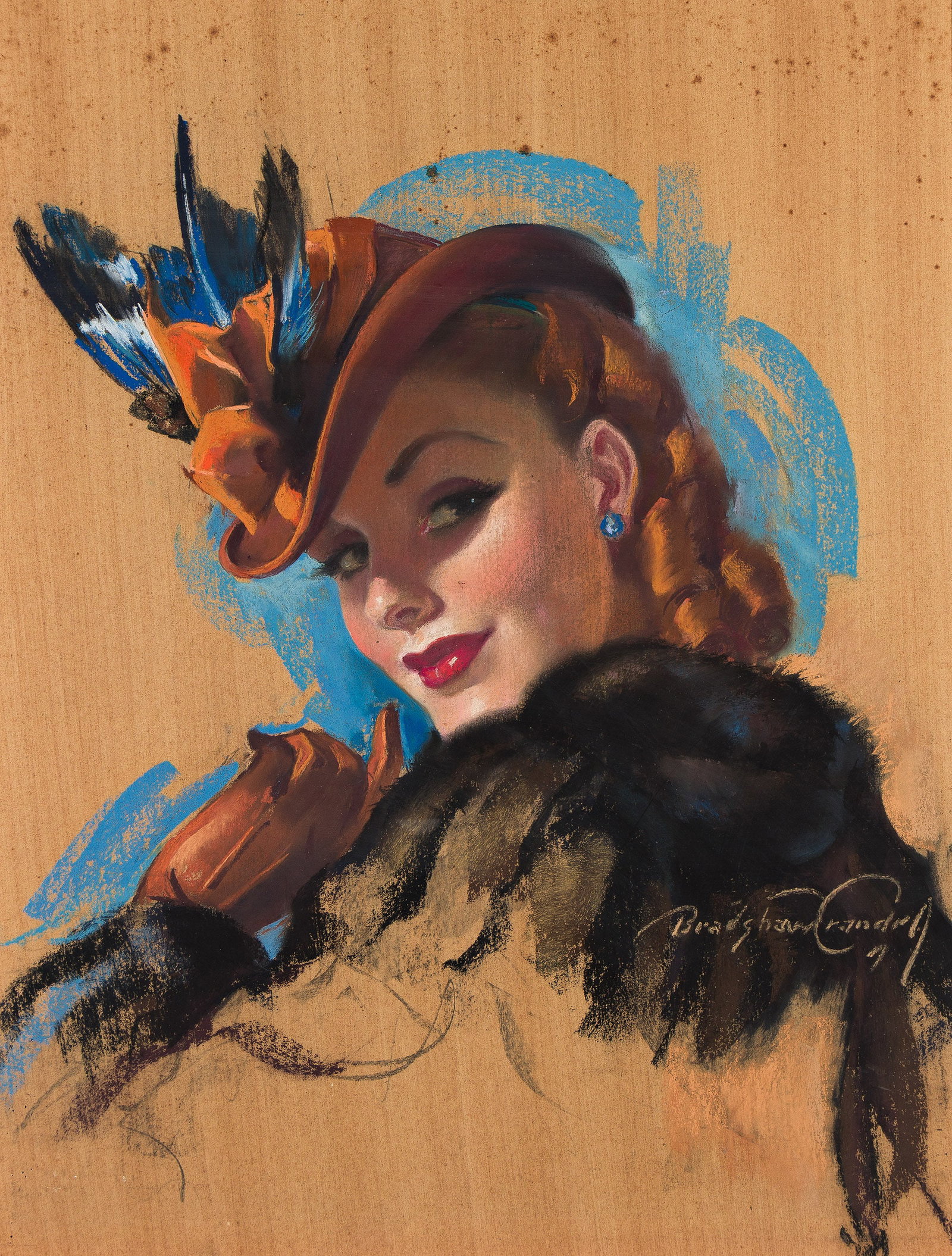 Bradshaw Crandell, (1896-1966), Beauty in feather hat. 1939. (1 of 1)
