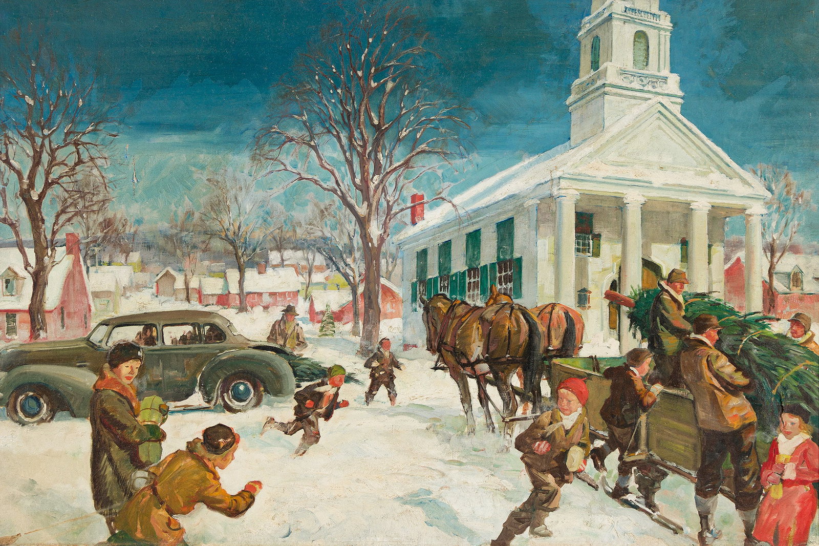 Herbert Morton Stoops, (1888-1948), Winter scene at church. 1946. (1 of 1)