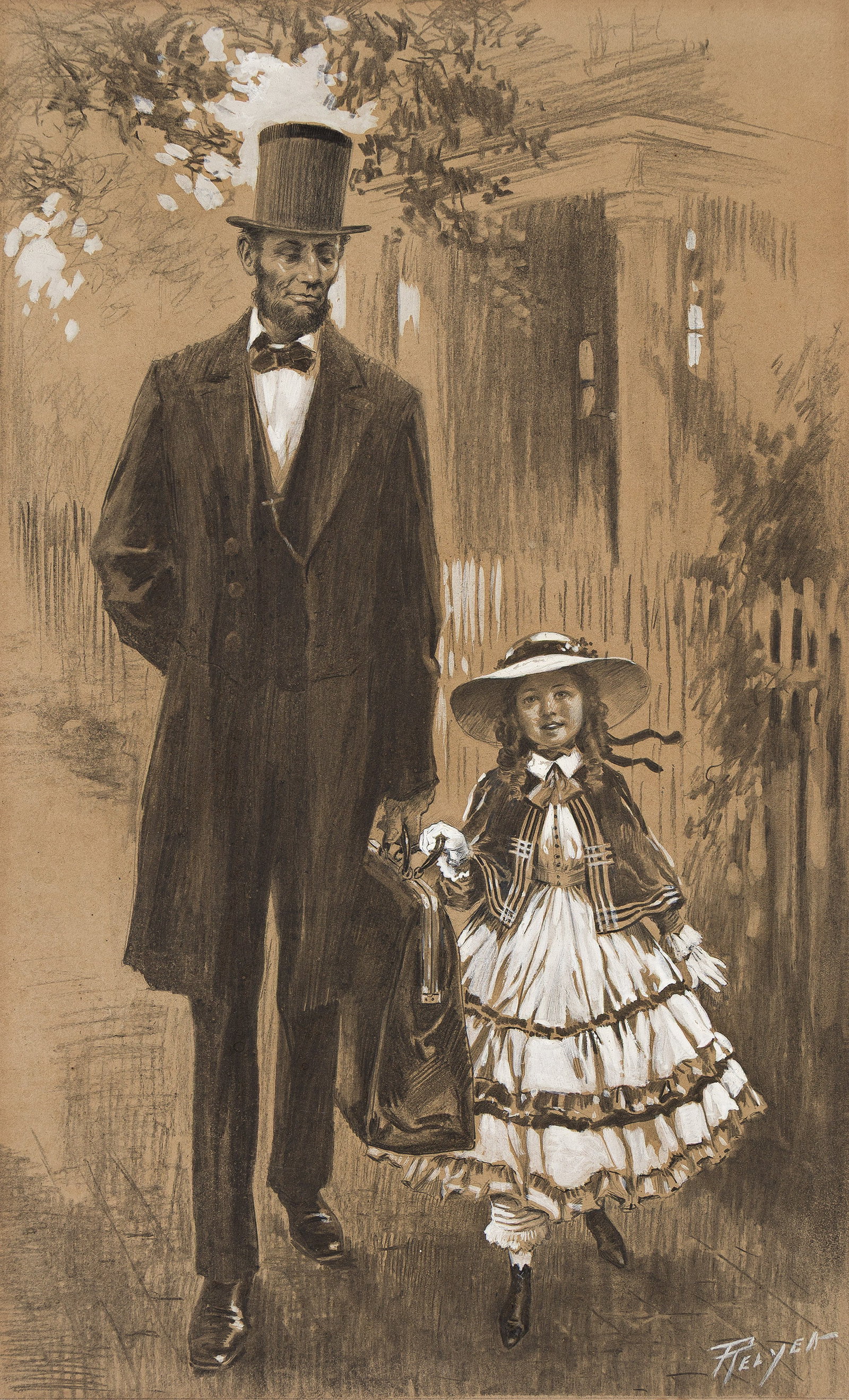 Charles M Relyea, (1863-1932), Abraham Lincoln and little girl. Circa 1900. (1 of 1)