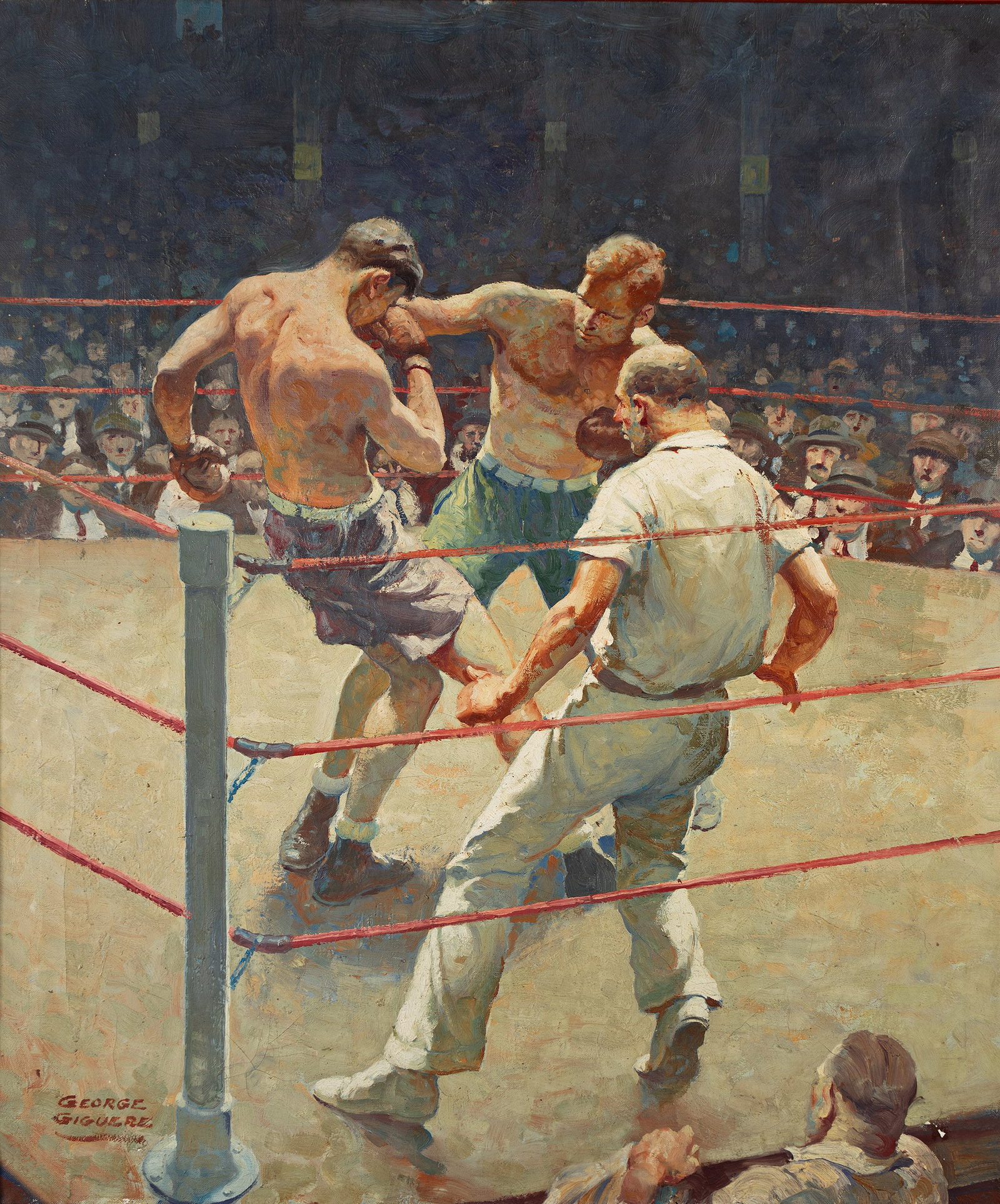 George Giguere, (1917-1953), "The resin-powdered ring danced lo pounding feet." 1927. (1 of 1)