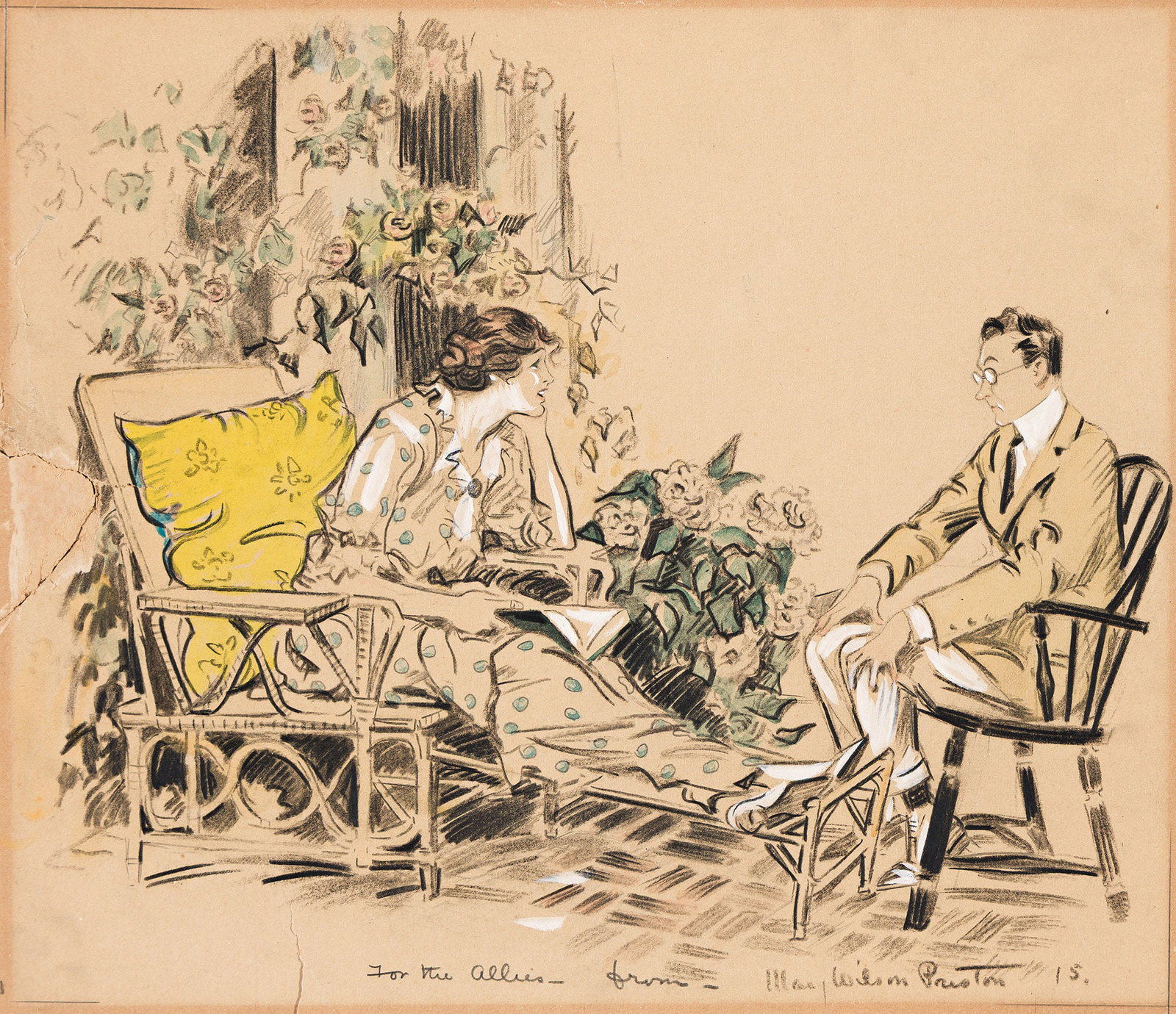 May Wilson Preston, (1873-1949), Conversation in the garden. Circa 1930. (1 of 2)