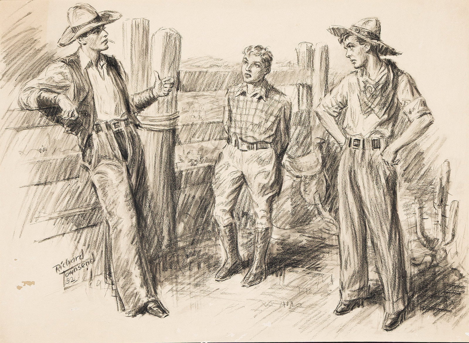 Richard Townsend, (20th century), "Rides out on the rimrock every moonlight night." 1932. (1 of 2)