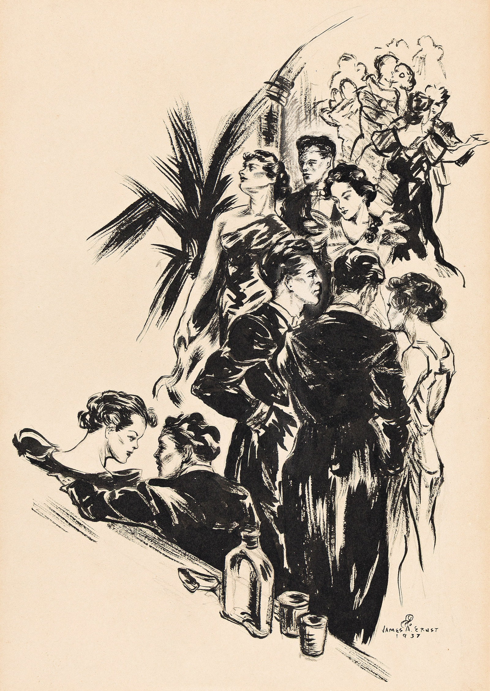James Ernst, (1916-1989), Black tie gathering. 1937. (1 of 1)
