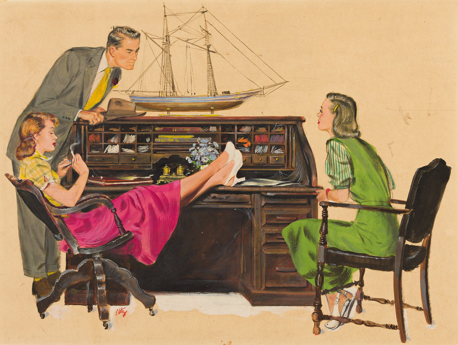 Thornton Utz, (1914-1999), "Some gals will do anything to get the man they want." 1948. (1 of 1)