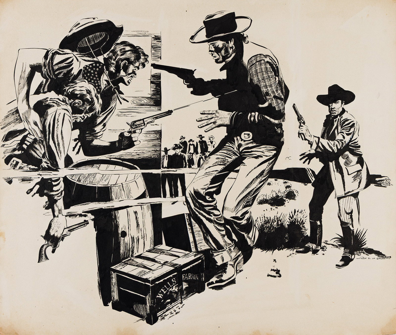 Roy E. LaGrone, (1921-1993), Pulp fiction cowboy Illustration. 1949. (1 of 1)