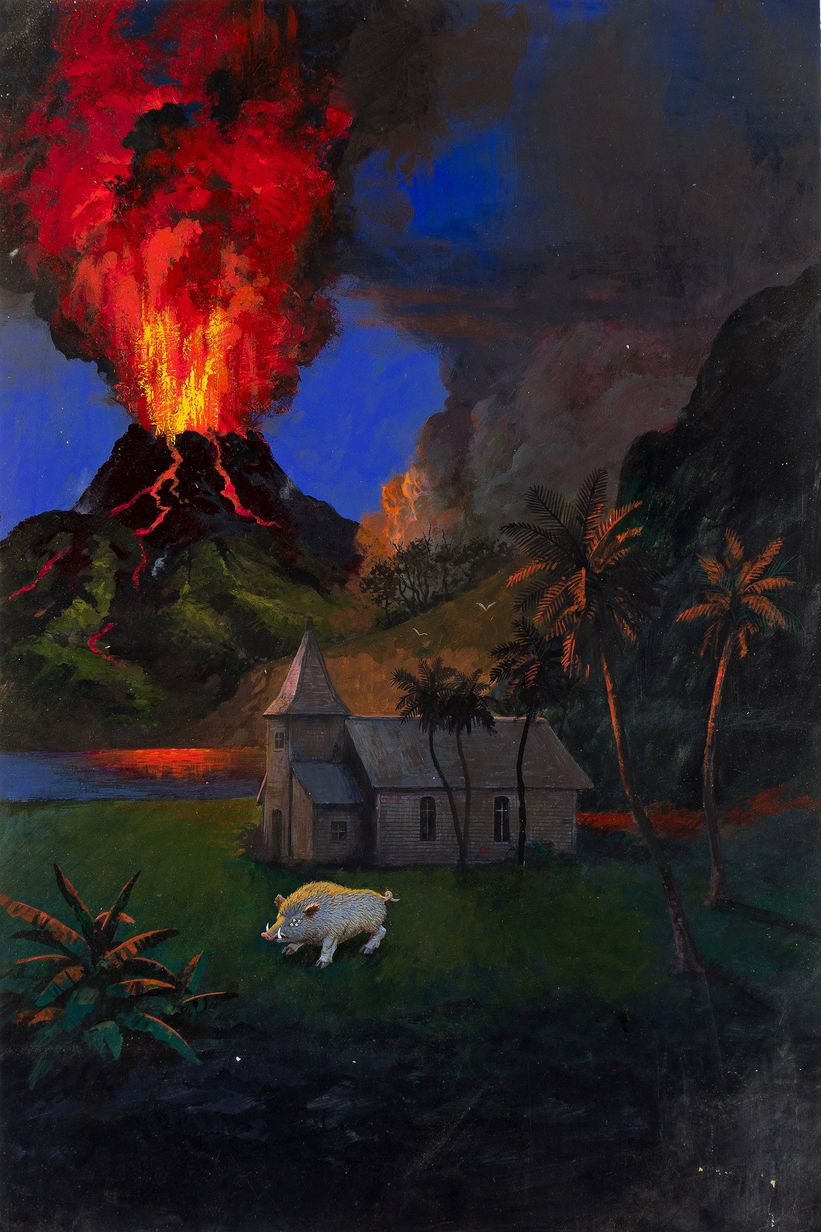Hector Garrido, (1928-2020), Fires of Eden.1994.: Hector Garrido (1928-2020) Fires of Eden.1994. Acrylic on board. Publication: Cover art for Fires of Eden by Dan Simmons (New York: G.P. Putnam's Sons, 1994). 29 x 20 in. (73.7 x 50.8 cm.)