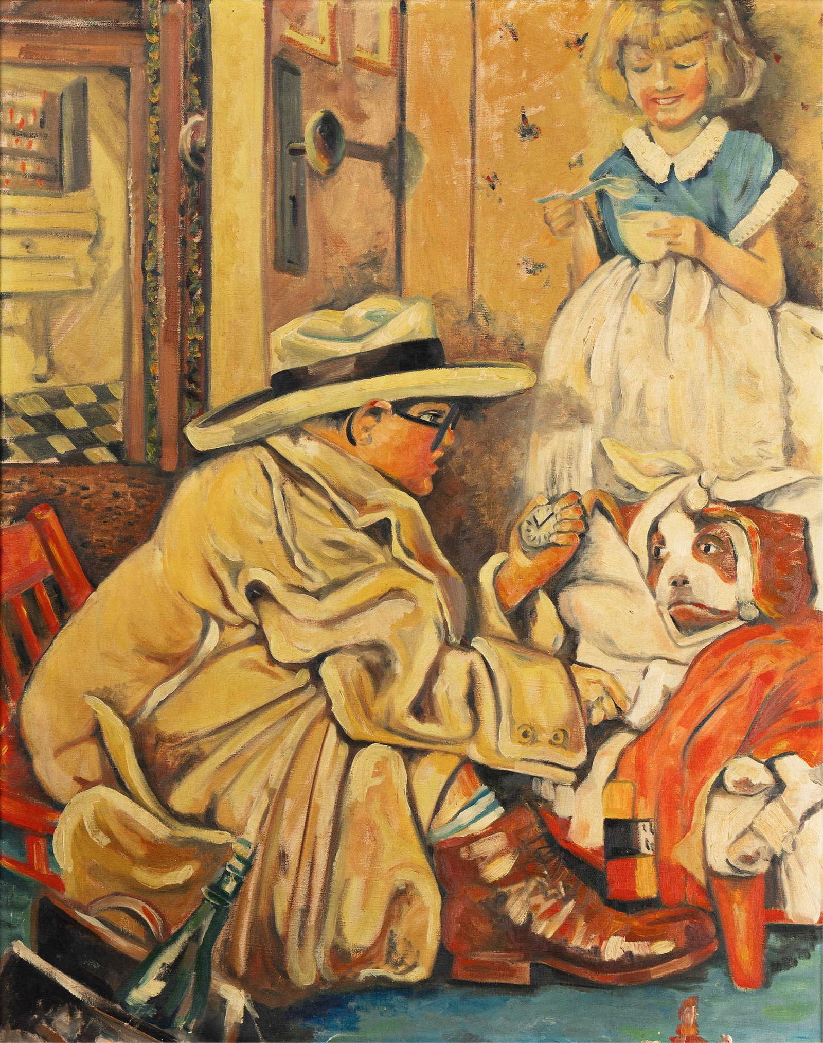 After Norman Mills Price, (1877-1951), Study for "House Call." Circa 1950. (1 of 1)