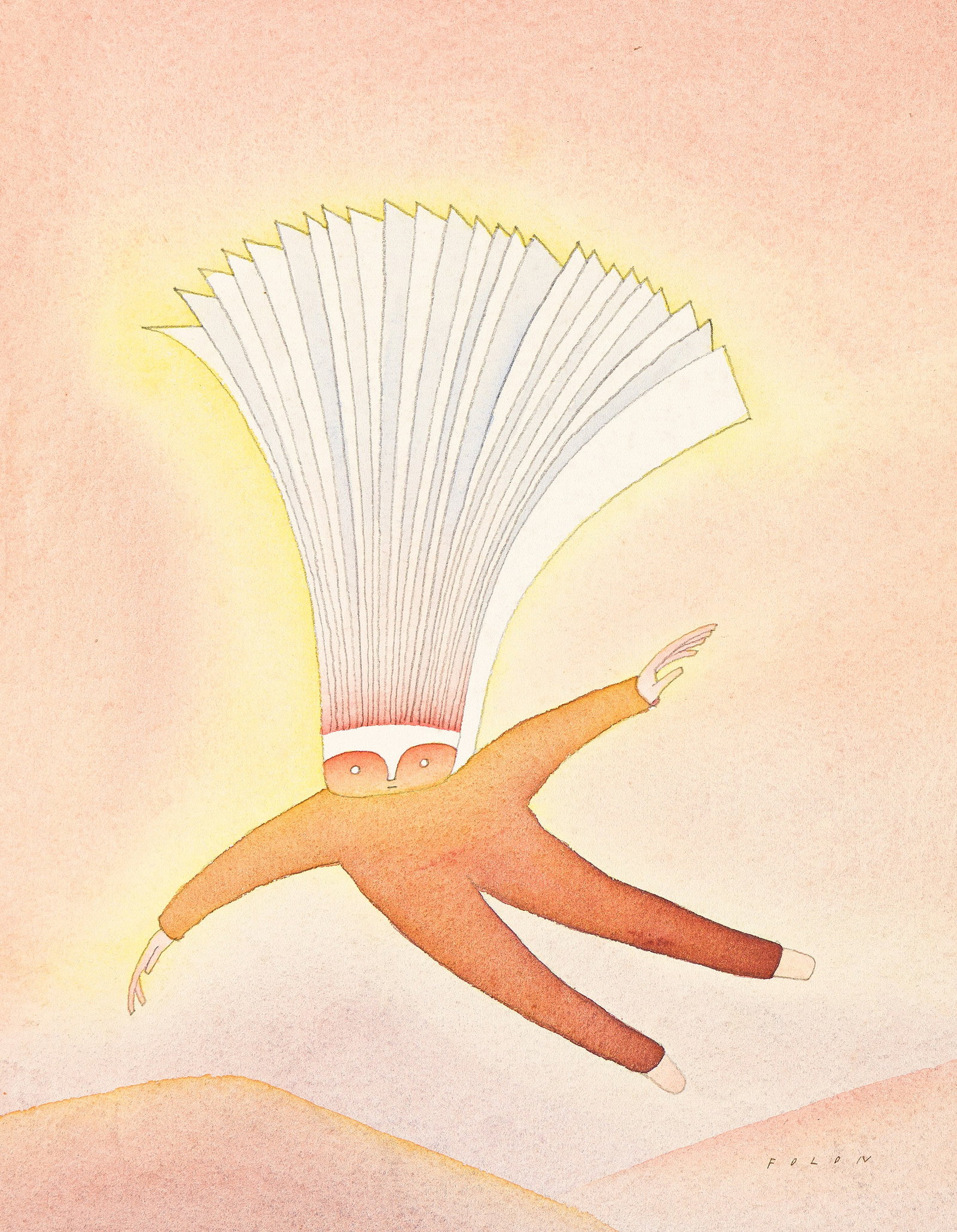 Jean-Michel Folon, (1934-2005), Flying letterhead. Circa 1980. (1 of 2)