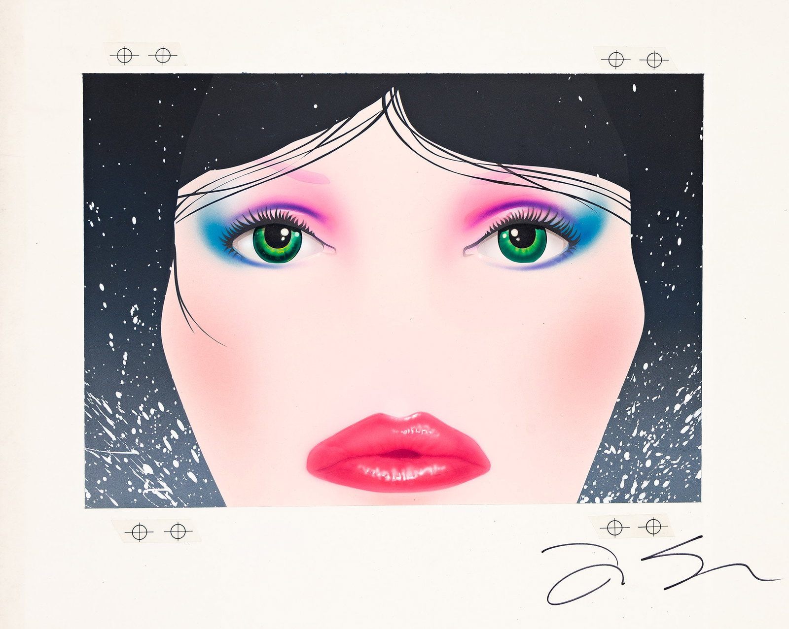 Joe Spencer, (Dates Unknown), Dream Girl: Insert nose here. 1983.: Joe Spencer (Dates Unknown) Dream Girl: Insert nose here. 1983. Airbrushed acrylics on board. Signed in lower right margin. Publication: Promotional postcard art for Intra-Dynamics, Inc. 15 x