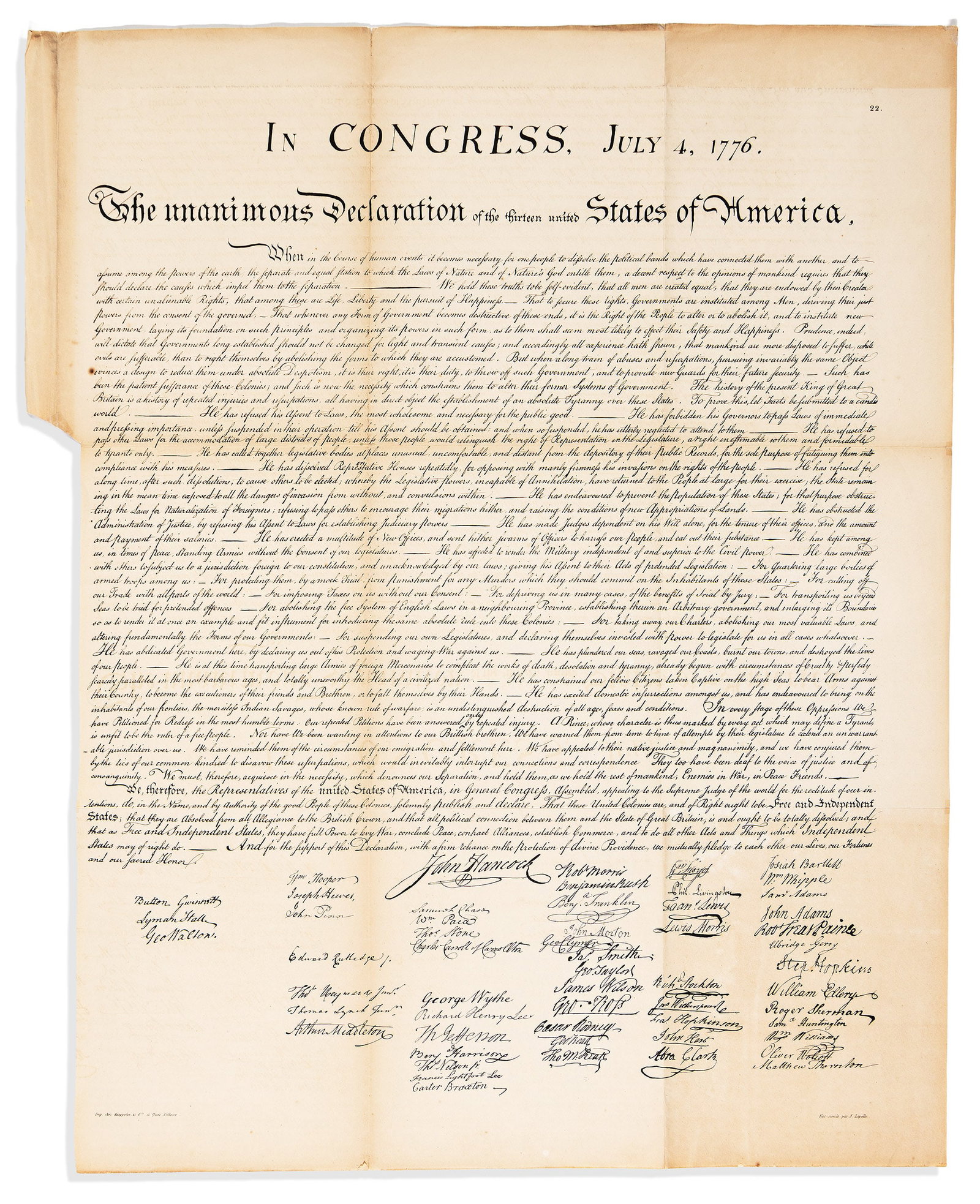 (AMERICAN REVOLUTION.) Lepelle, engraver. Early French printing, based closely on the famous Stone (1 of 1)