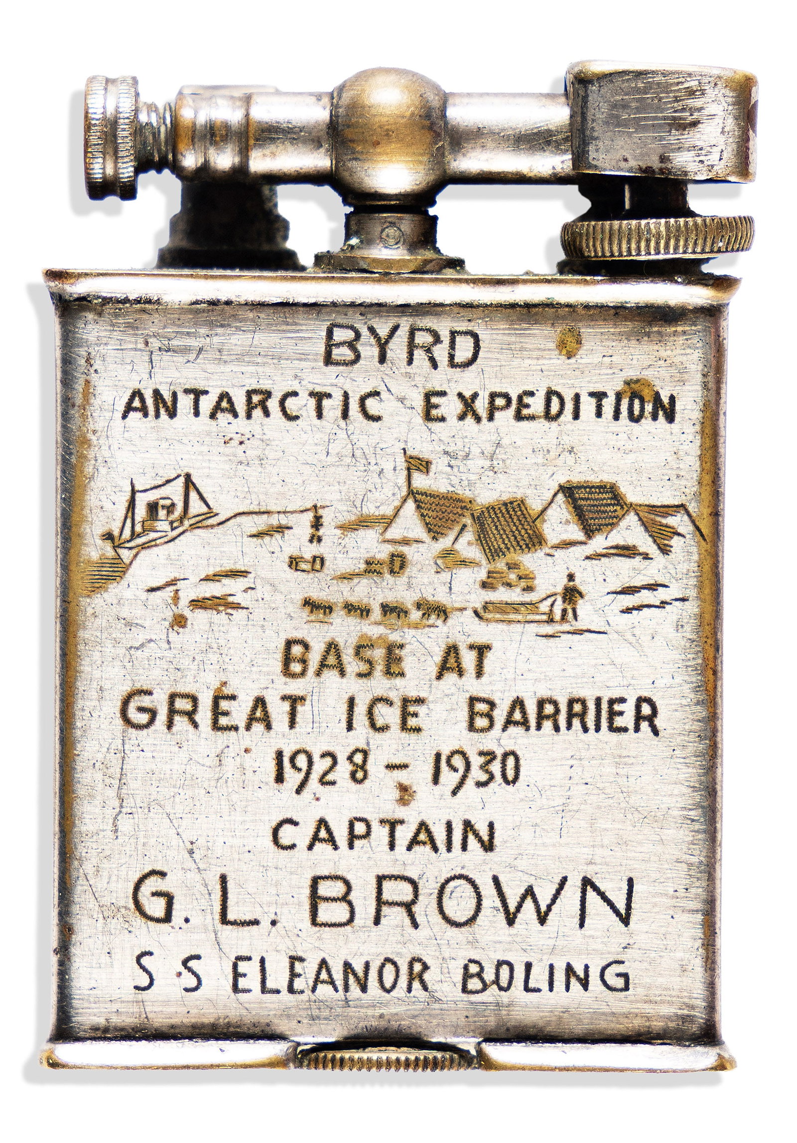 (ANTARCTICA.) Presentation lighter given to the captain of a ship on Admiral Byrd's first Antarctica (1 of 2)