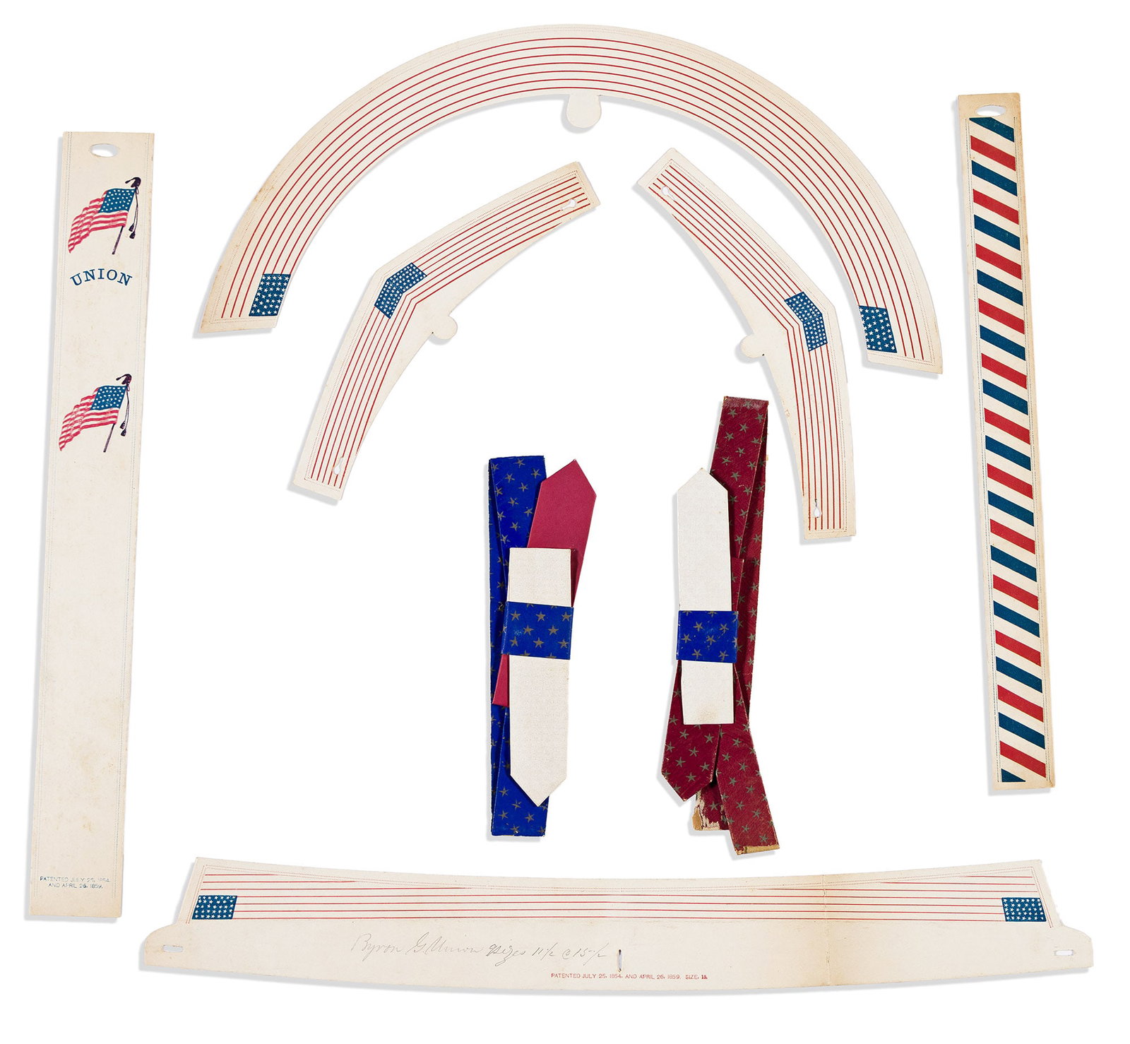 (CIVIL WAR.) Group of patriotic paper cuffs and collars, circa 1861 (1 of 1)