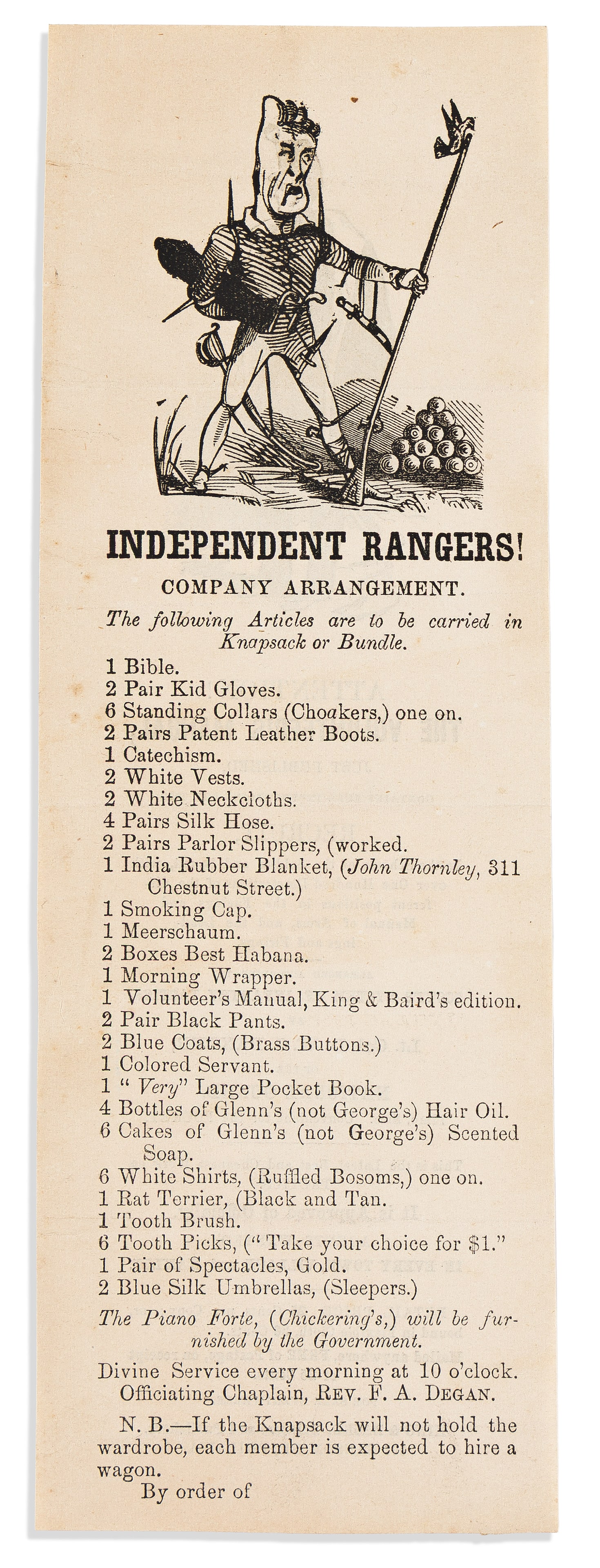 (CIVIL WAR.) Attention! The Volunteer's Manual / Independent Rangers! Company Arrangement. (1 of 2)