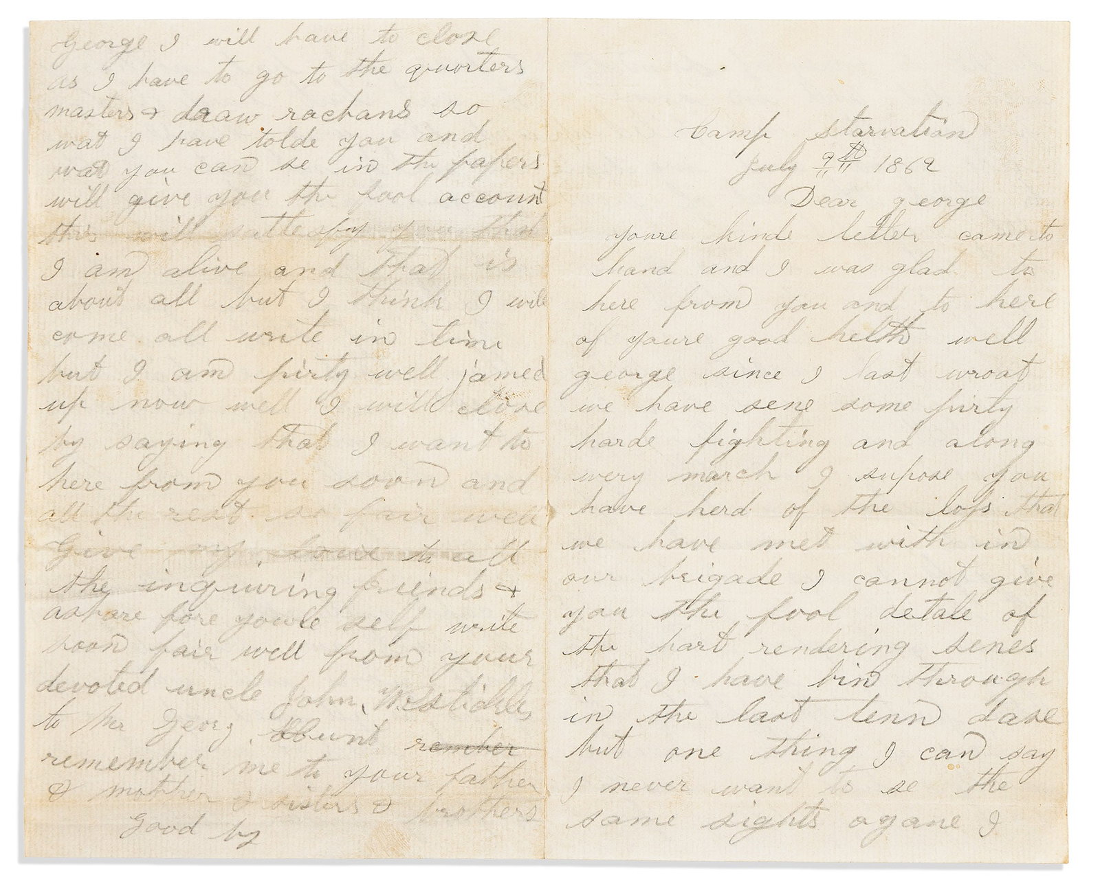 (CIVIL WAR.) John R. Stickle[?], , Letter which seems to be describing the Battle of Malvern Hill, 9 (1 of 1)