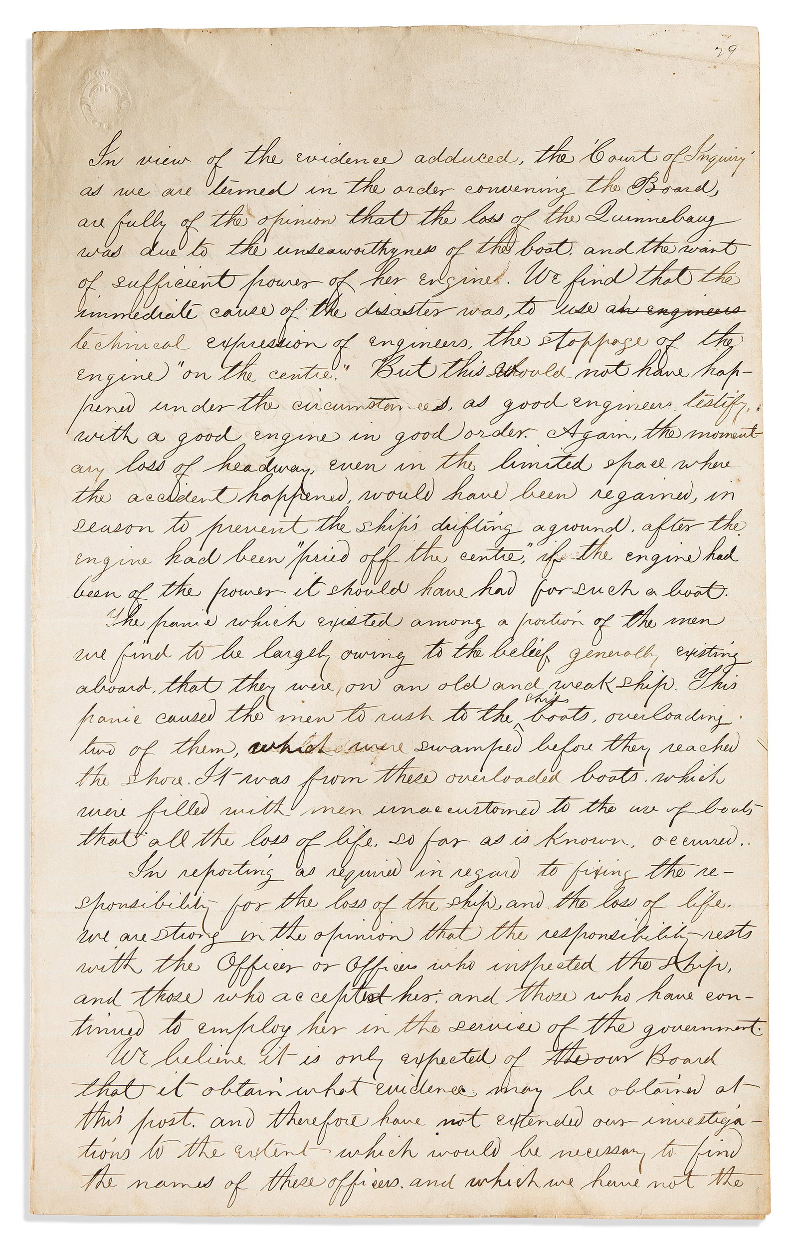 (CIVIL WAR--NAVY.) Proceedings of a Court of Inquiry, to investigate the fatal wreck of the (1 of 1)