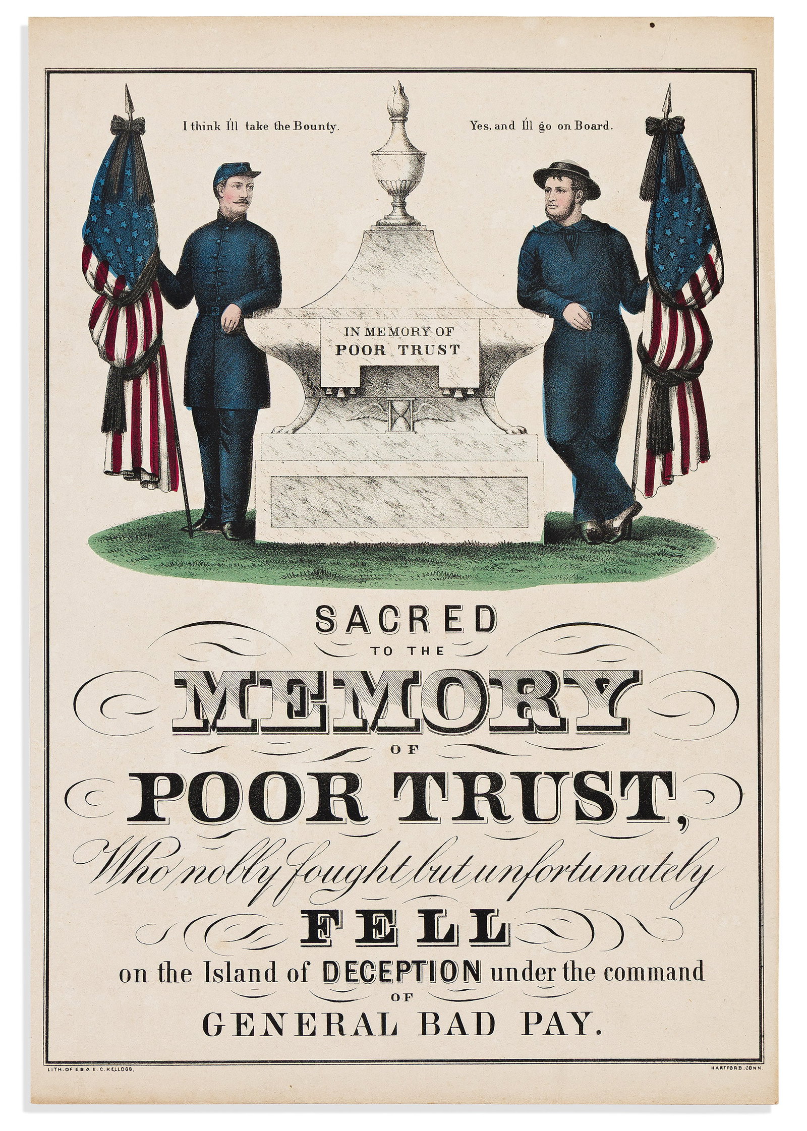 (CIVIL WAR--PRINTS.) Sacred to the Memory of Poor Trust, circa 1863 (1 of 1)