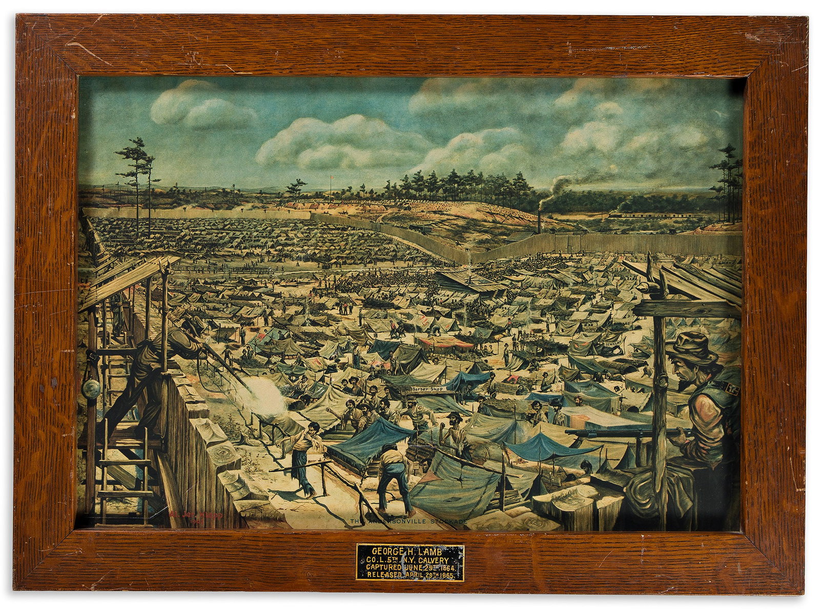 (CIVIL WAR--PRISONS.) Alban Jeremiah Klapp. The Andersonville Stockade, 1903, owned by a survivor (1 of 2)