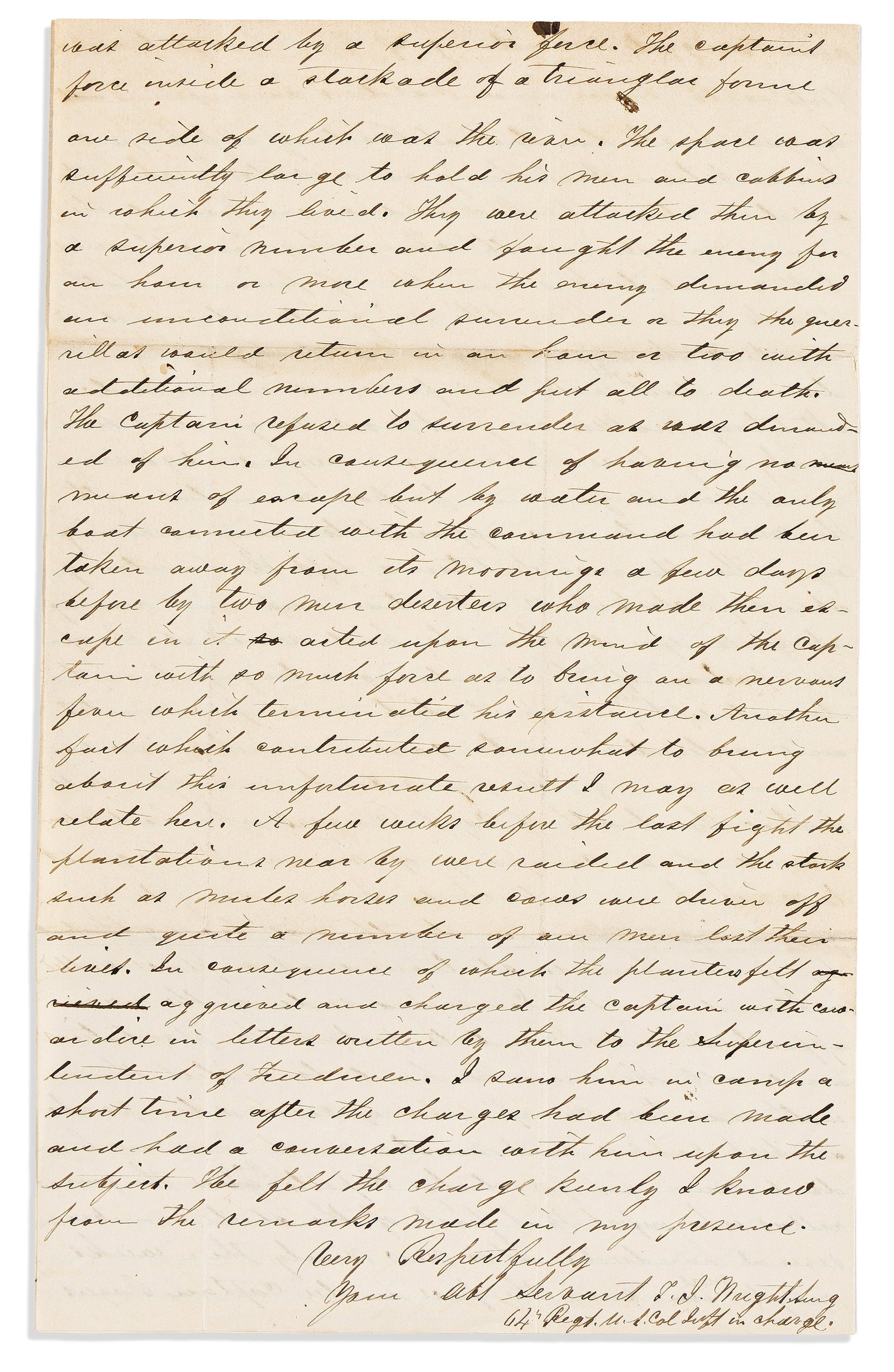 (CIVIL WAR--U.S.C.T.) T.J. Wright. Pair of letters by the surgeon of the 64th U.S.C.T., 1863-1864 (1 of 1)