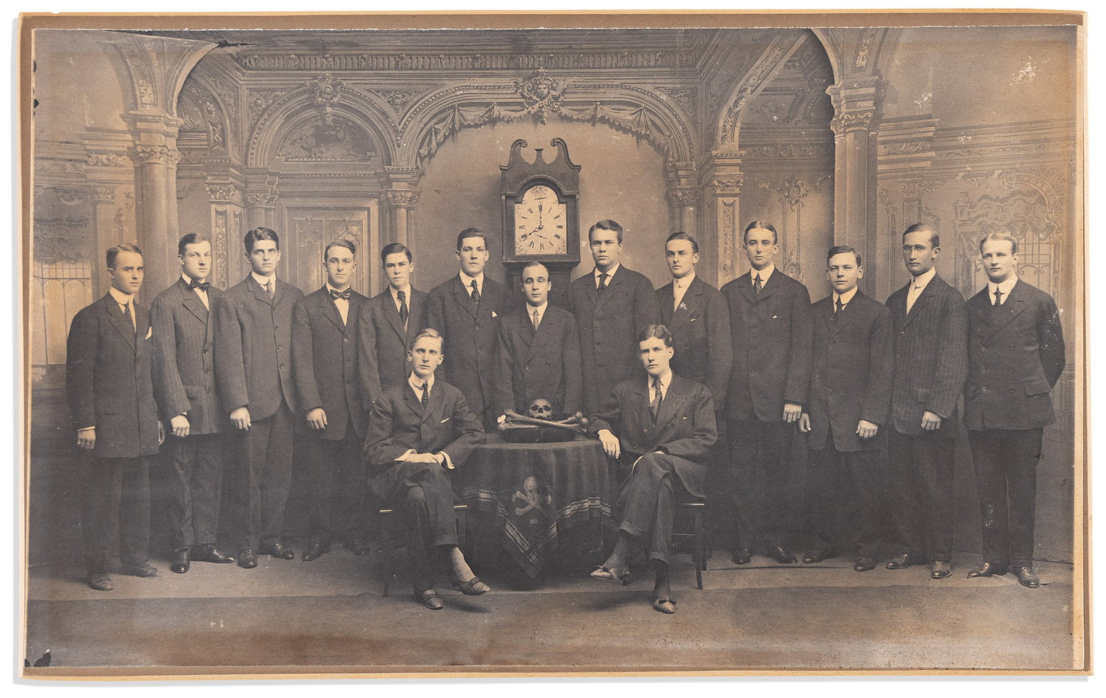 (CONNECTICUT.) Group portrait of the incoming members of Yale's Skull and Bones Society, circa 1910s (1 of 1)