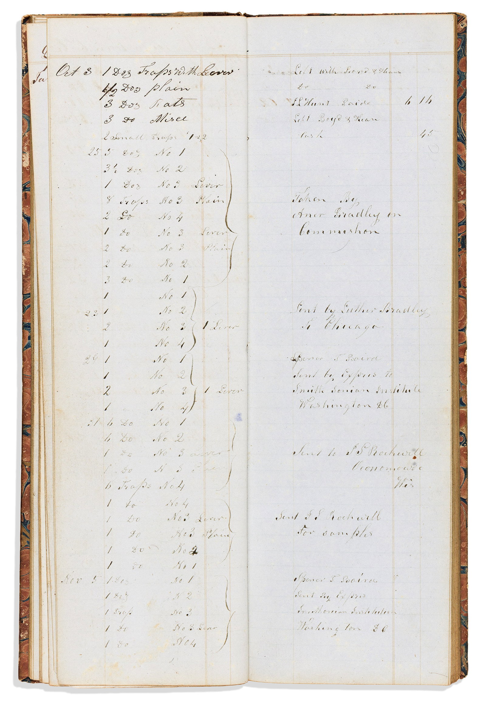 (CONNECTICUT.) Lucius B. Bradley. Ledger of a Connecticut animal trap manufacturer. Watertown, CT, (1 of 1)