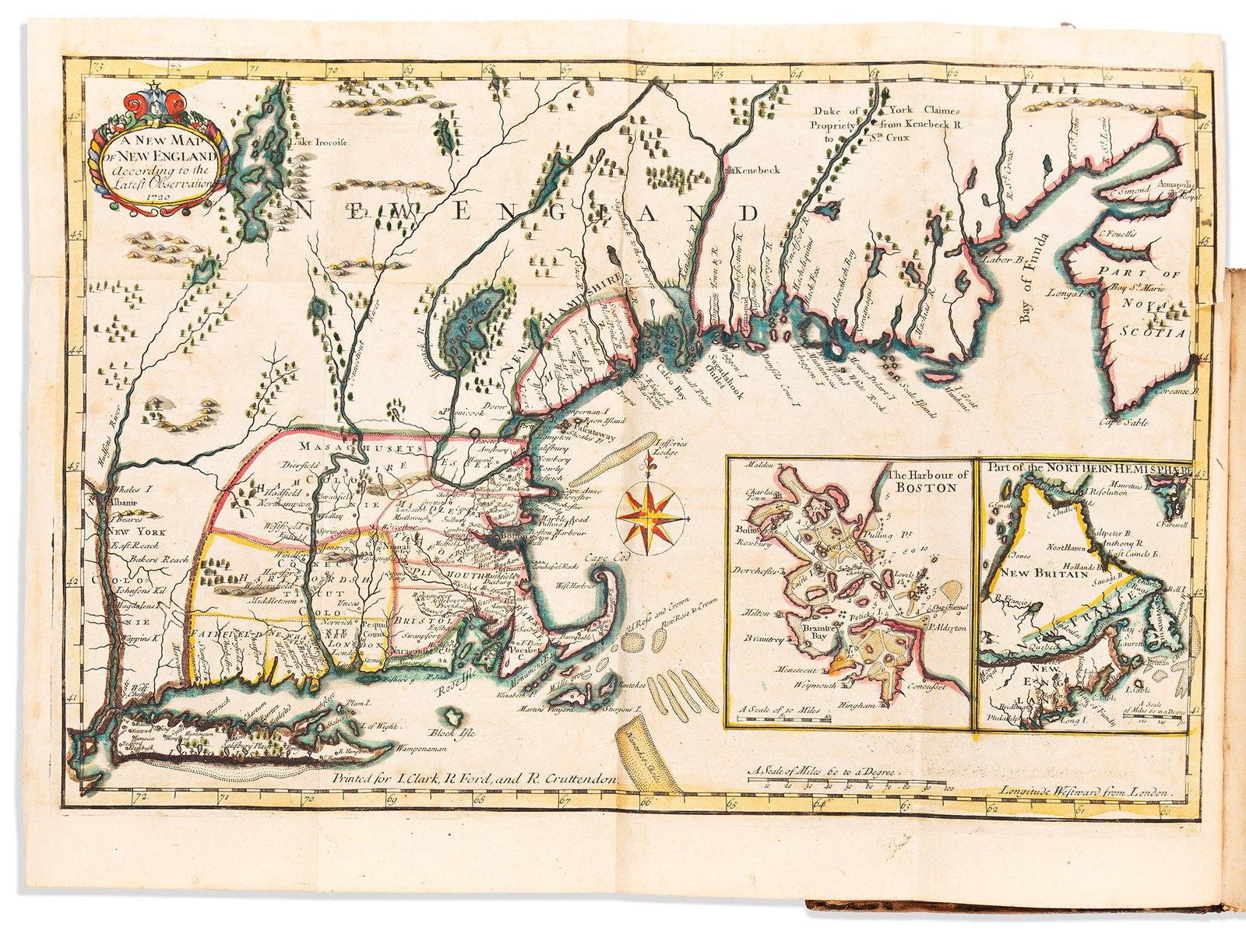 (MASSACHUSETTS.) Daniel Neal. The History of New-England. London, 1720: Daniel Neal. The History of New-England Containing an Impartial Account of the Civil and Ecclesiastical Affairs of the Country. London, 1720 Hand-colored folding map, illustrations. [2], vi, x, [2], 3