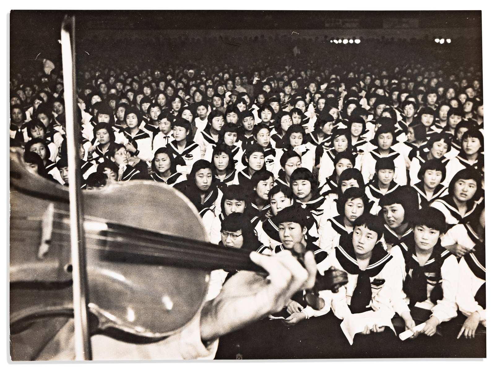 (MUSIC.) Photographs of Los Angeles Philharmonic's tour of Asia, 1956.: Photographs of Los Angeles Philharmonic's tour of Asia. Various places, 1956 47 photographs, most about 10 x 13 inches, a few smaller, 18 of them with inked stamps of Leigh Weiner as Los Angeles Times