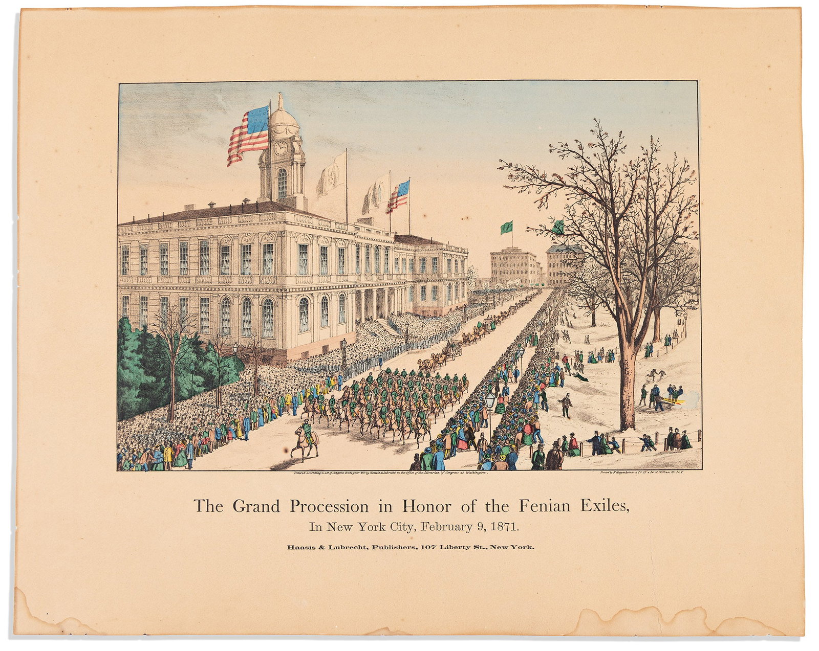 (NEW YORK CITY.) Heppenheimer & Co., printer., The Grand Procession in Honor of the Fenian Exiles in (1 of 1)