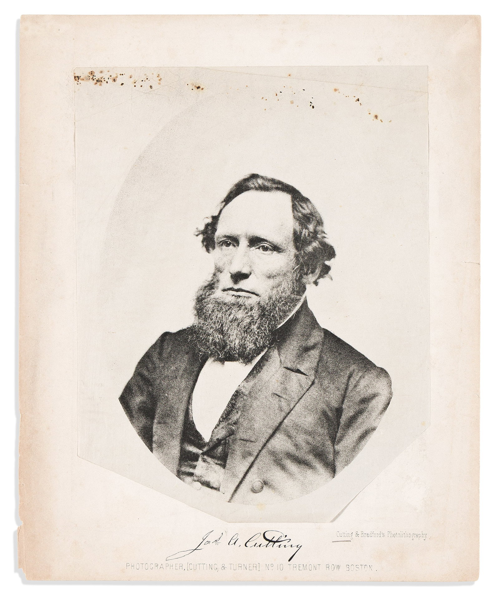 (PHOTOGRAPHY.) James A. Cutting, a self-portrait of the photography pioneer, using his rarely seen (1 of 1)