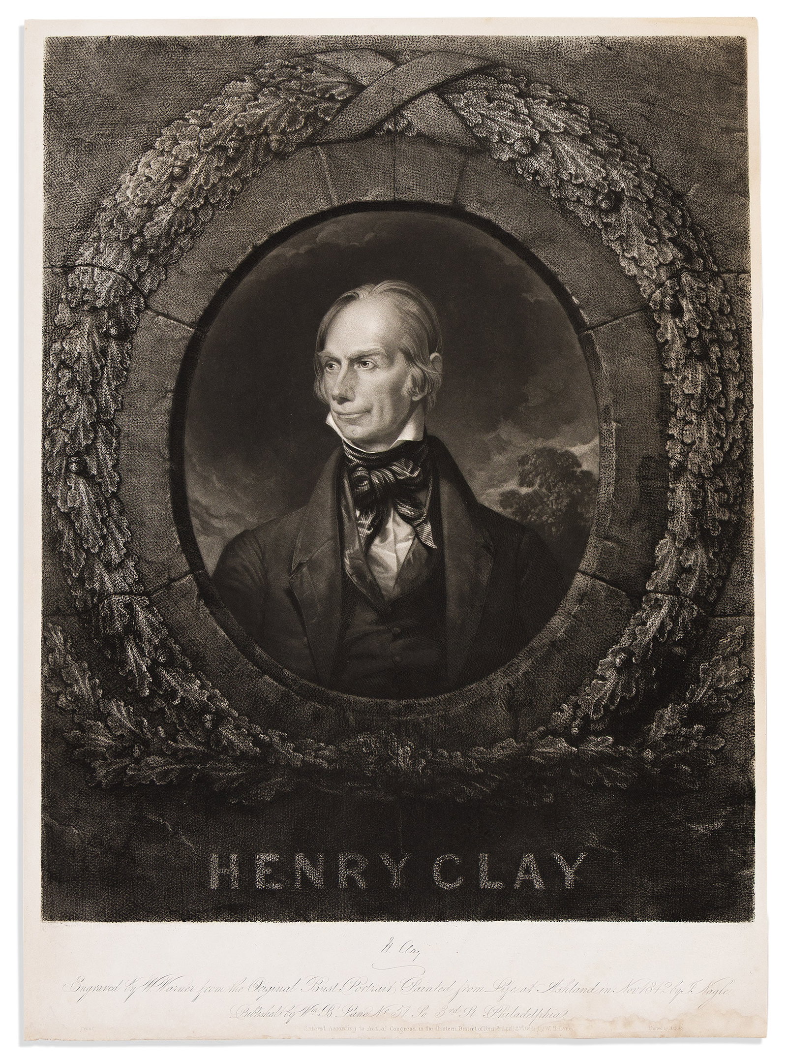 (PRESIDENTS--1844 CAMPAIGN.) William Warner, engraver. Henry Clay . . . from the Original Bust (1 of 1)