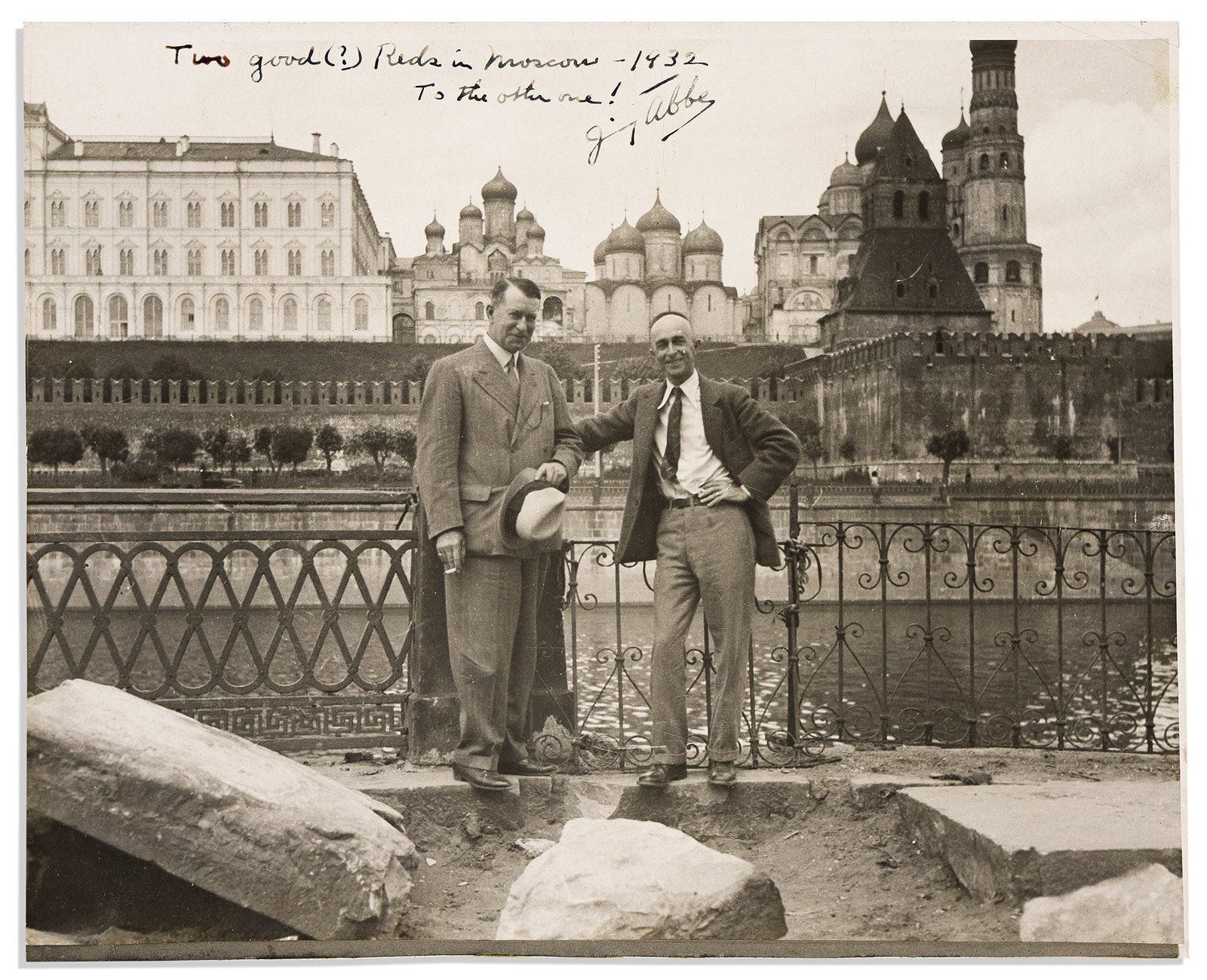 (RADICALISM.) Signed photograph of James Abbe from his trip to Moscow. Moscow, 1932 (1 of 1)