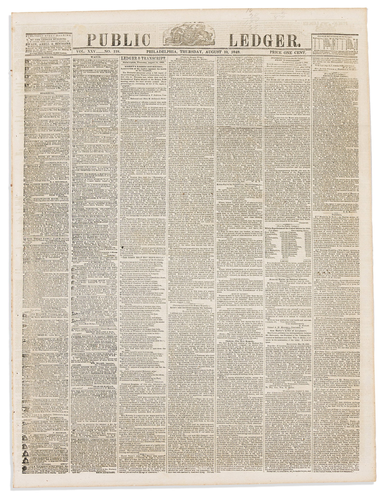 (WOMEN'S HISTORY.) Coverage of a very early women's rights convention in Rochester. Philadelphia, 10 (1 of 1)