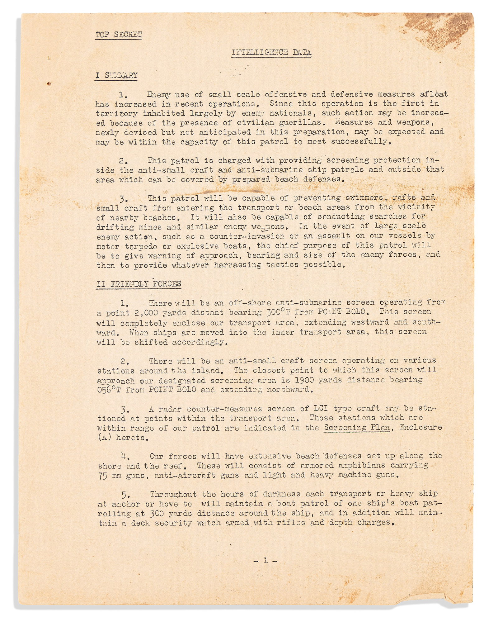 (WORLD WAR TWO.) Papers and maps of an officer with an attack transport at Okinawa, 1944-1945 (1 of 2)