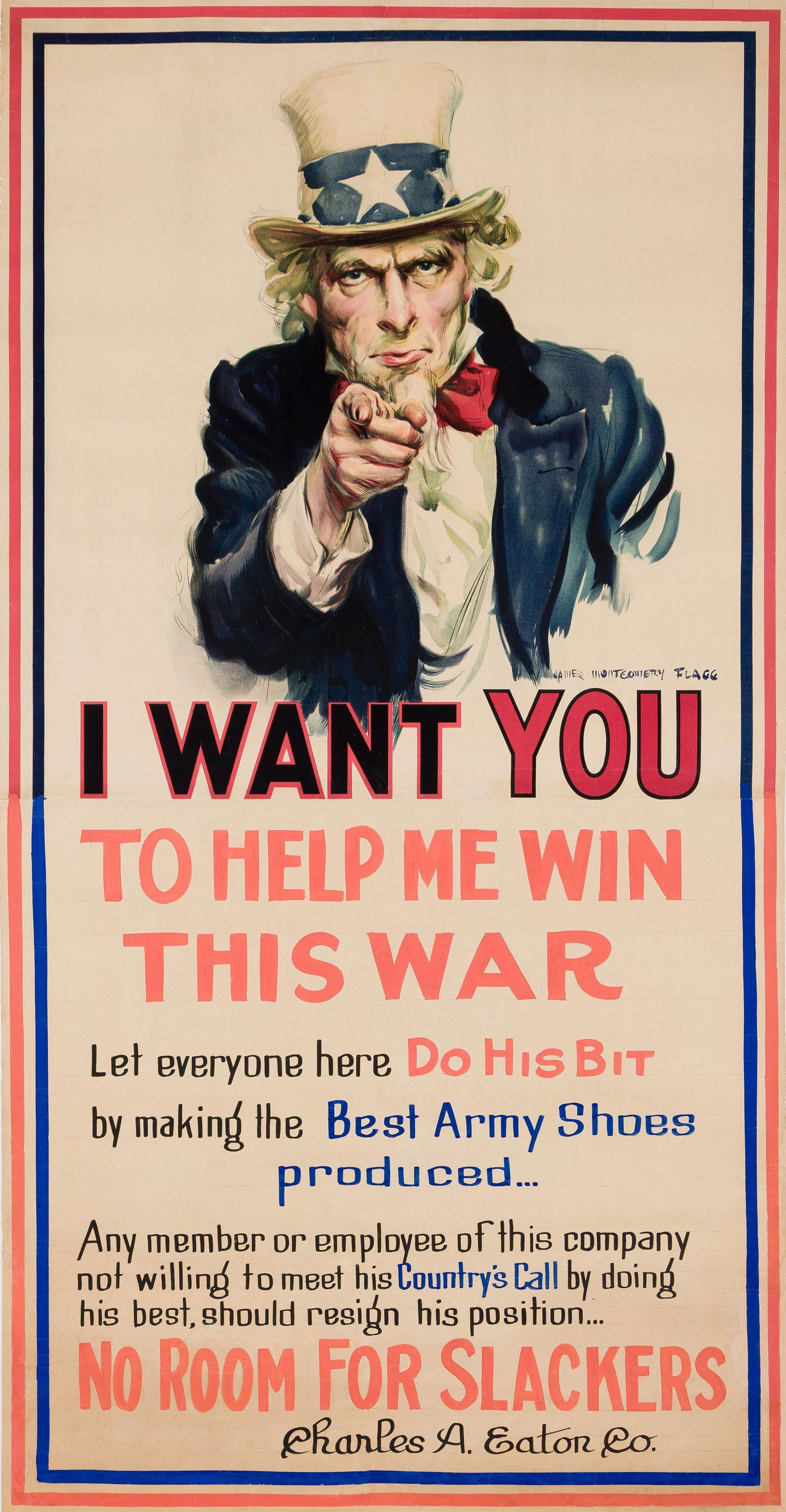 James Montgomery Flagg (D'Après), I Want You / Charles A. Eaton Co. Army Shoes. With (1 of 1)