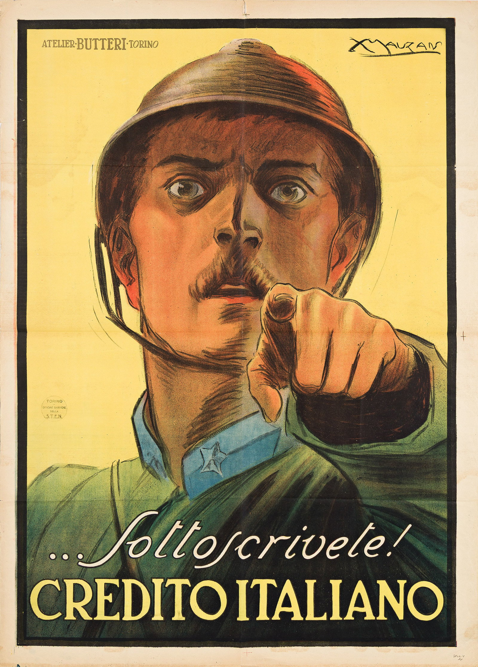 Luciano Achille Mauzan, Sottoscrivete! Credito Italiano. 1917. (1 of 1)