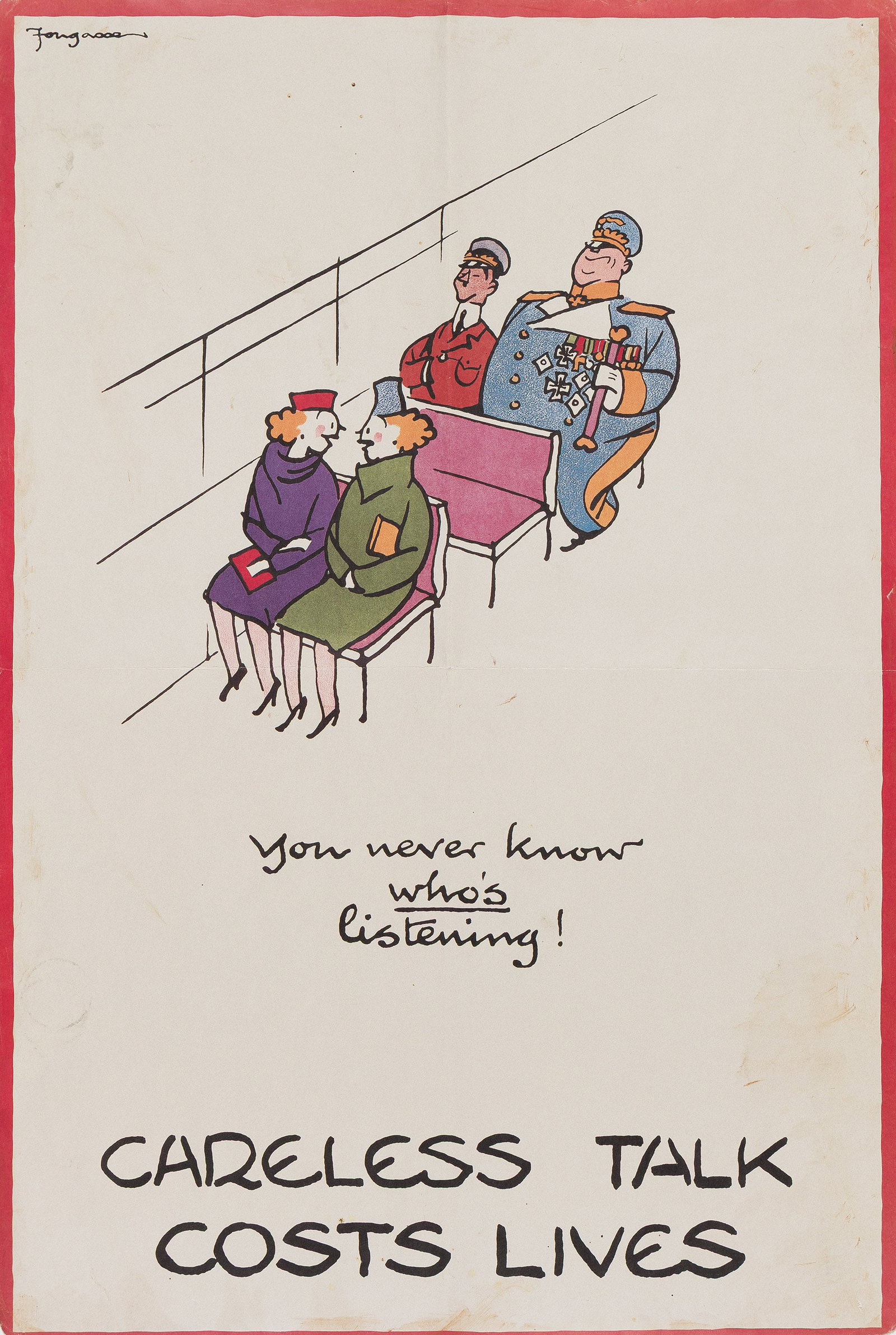 Fougasse (Cyril Kenneth Bird), Careless Talk Costs Lives. 1940. (1 of 1)