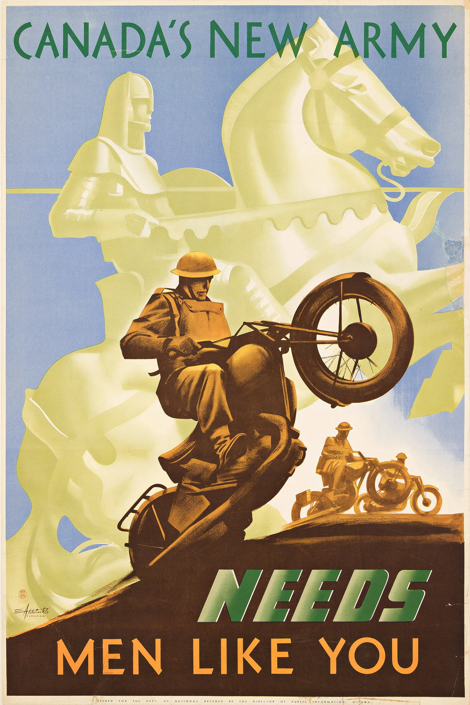 Albert Edward Cloutier & Eric Aldwinckle, Canada's New Army Needs Men Like You. Circa 1942. (1 of 1)