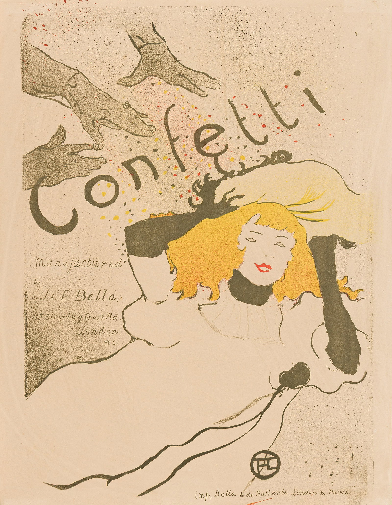 Henri de Toulouse-Lautrec, Confetti. 1894.: Henri de Toulouse-Lautrec 1864-1901 Confetti. 1894. Condition A-: small tears at corners; minor crease at edges; tipped to mat at edges. Paper. Matted and framed. Preview On Your Wall. "One would hard